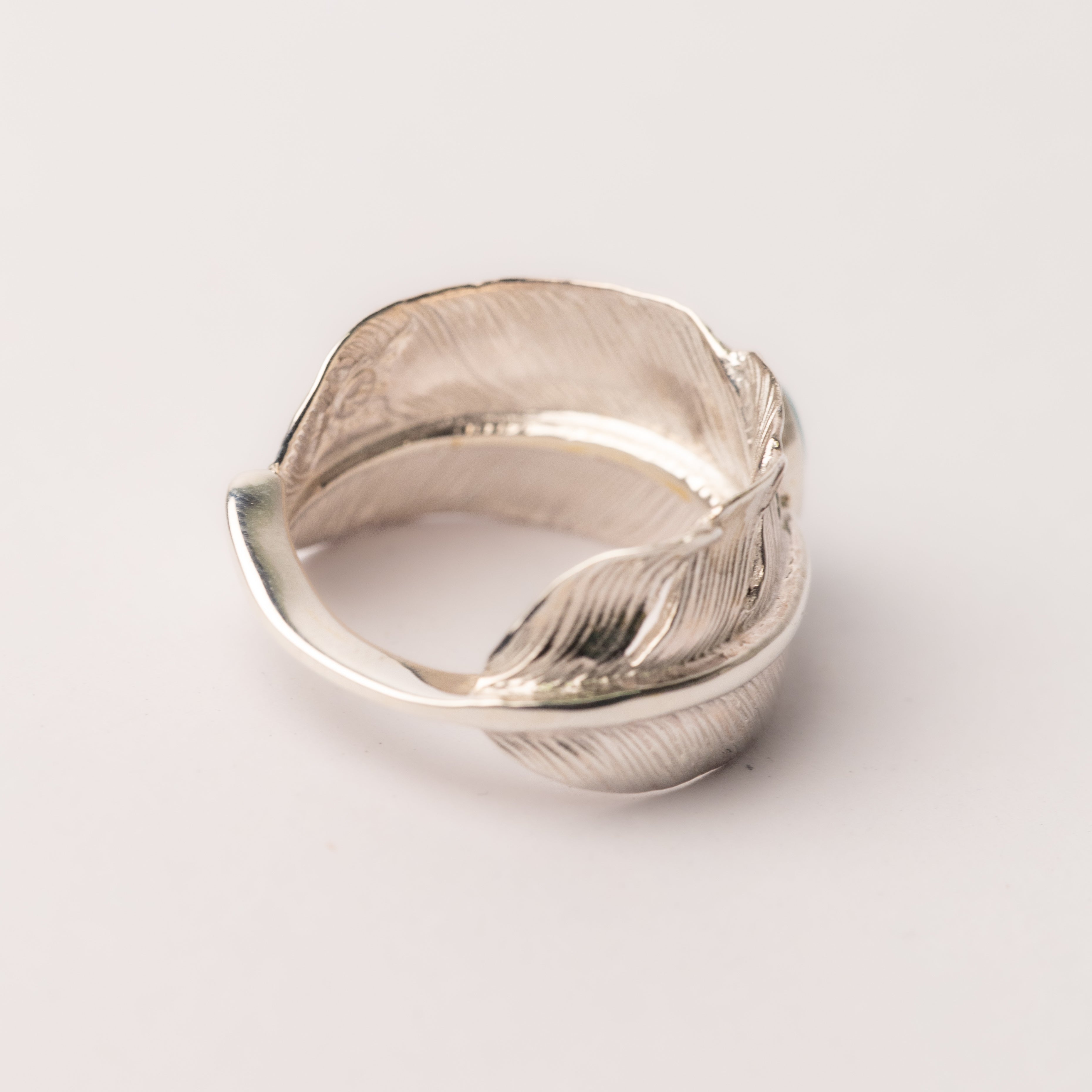 R-016 Feather ring with turquoise (L)