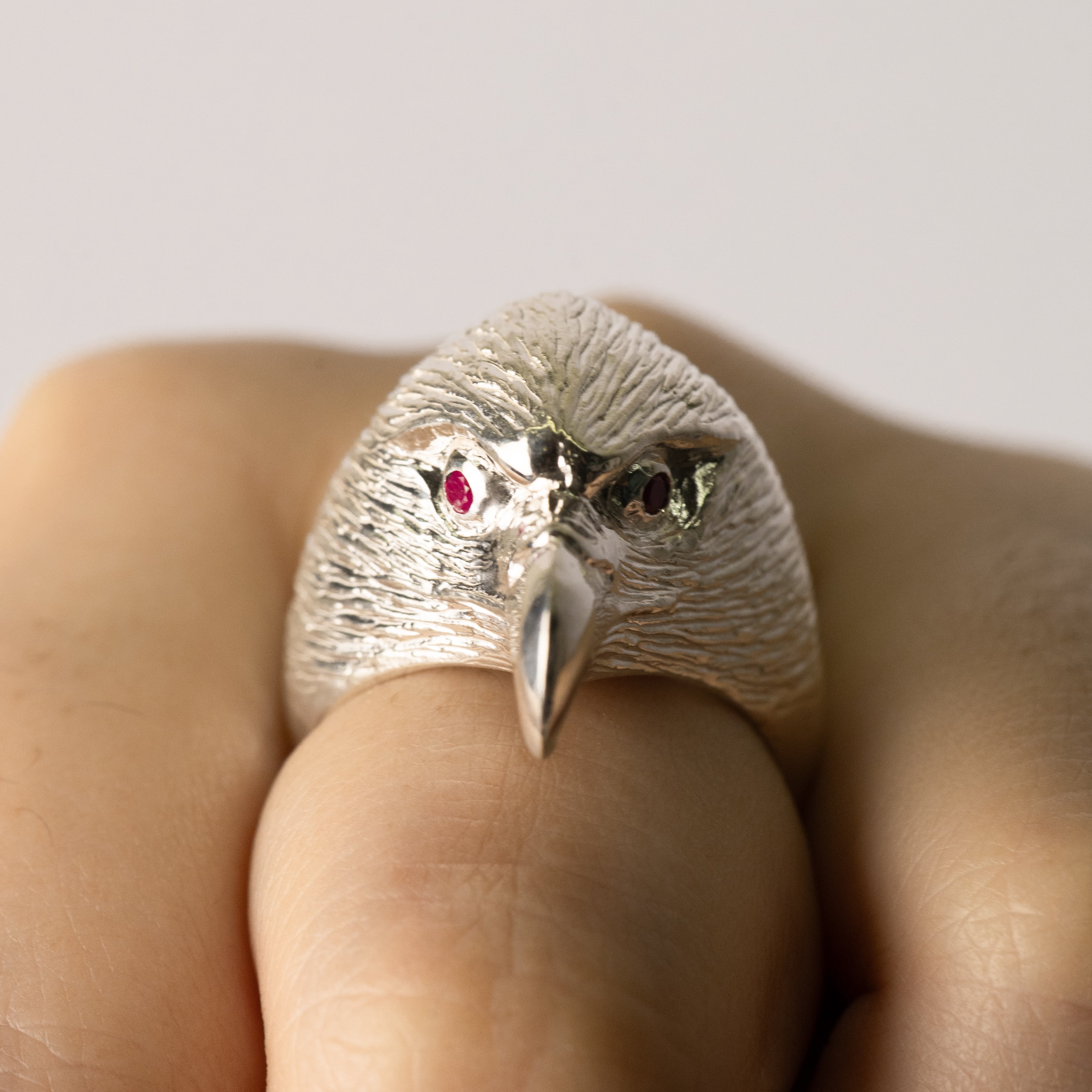 R-191 Eagle Head Ring Ruby