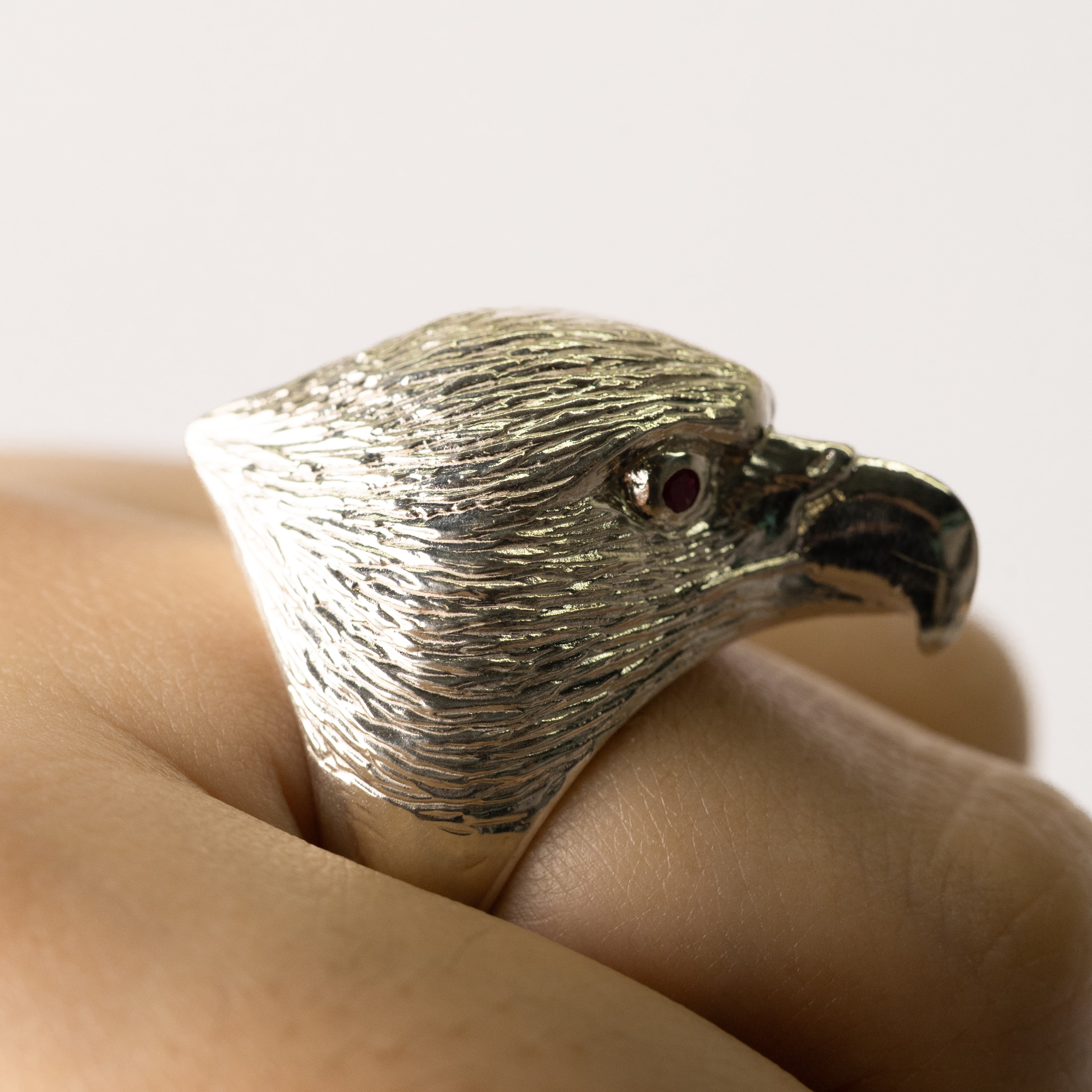 R-191 Eagle Head Ring Ruby