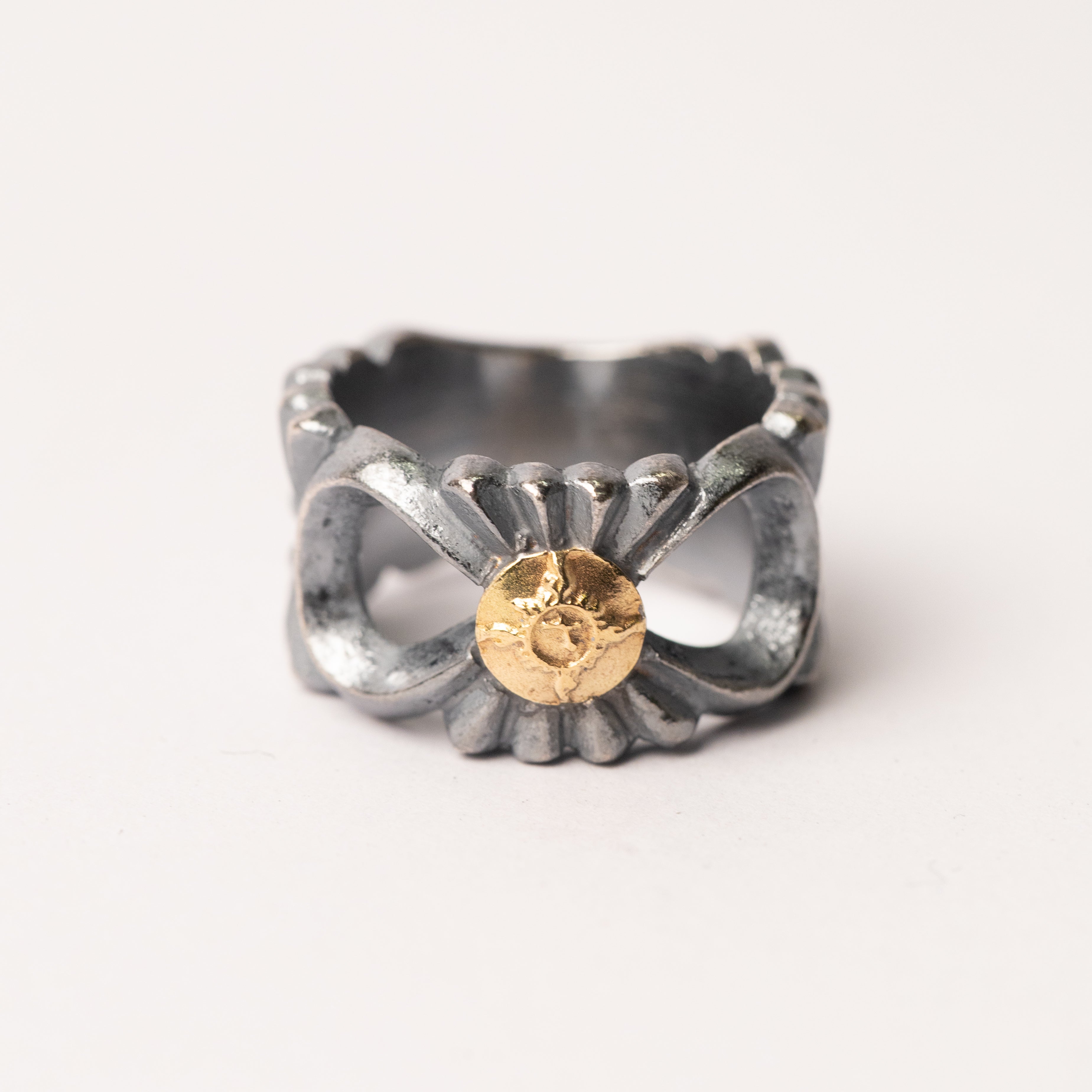 R-201 Butterfly Sandcast (M) Ring with K18