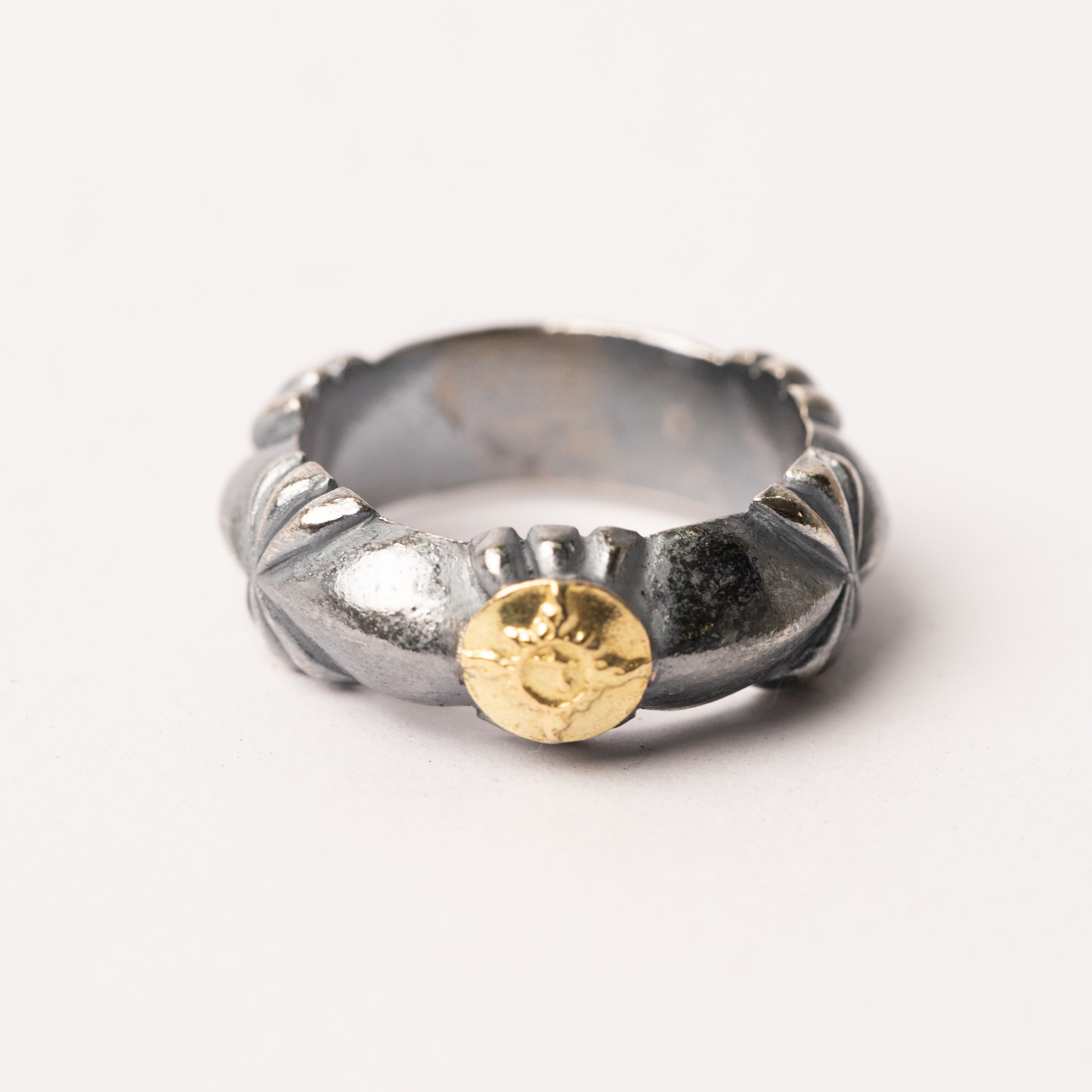 R-229 Butterfly Sandcast Plain Ring B with K18