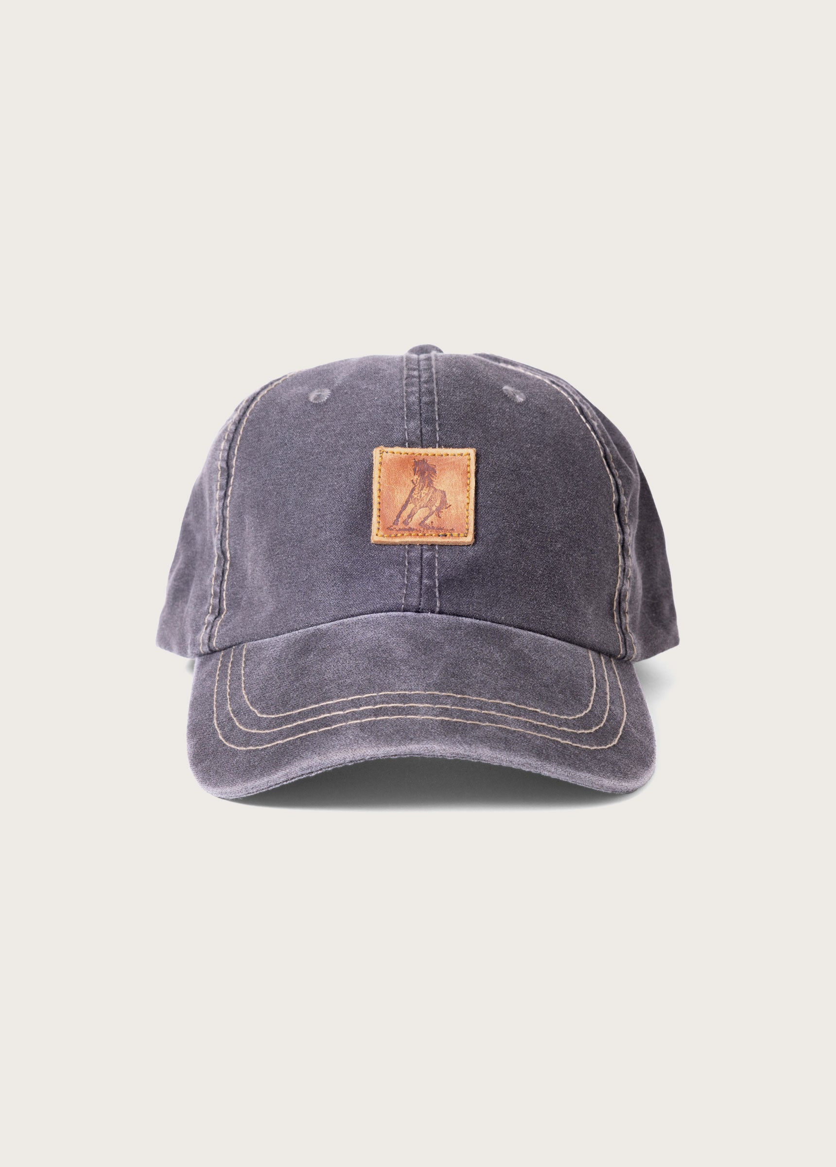 RUNNING HORSE LEATHER PATCH HAT - CHARCOAL