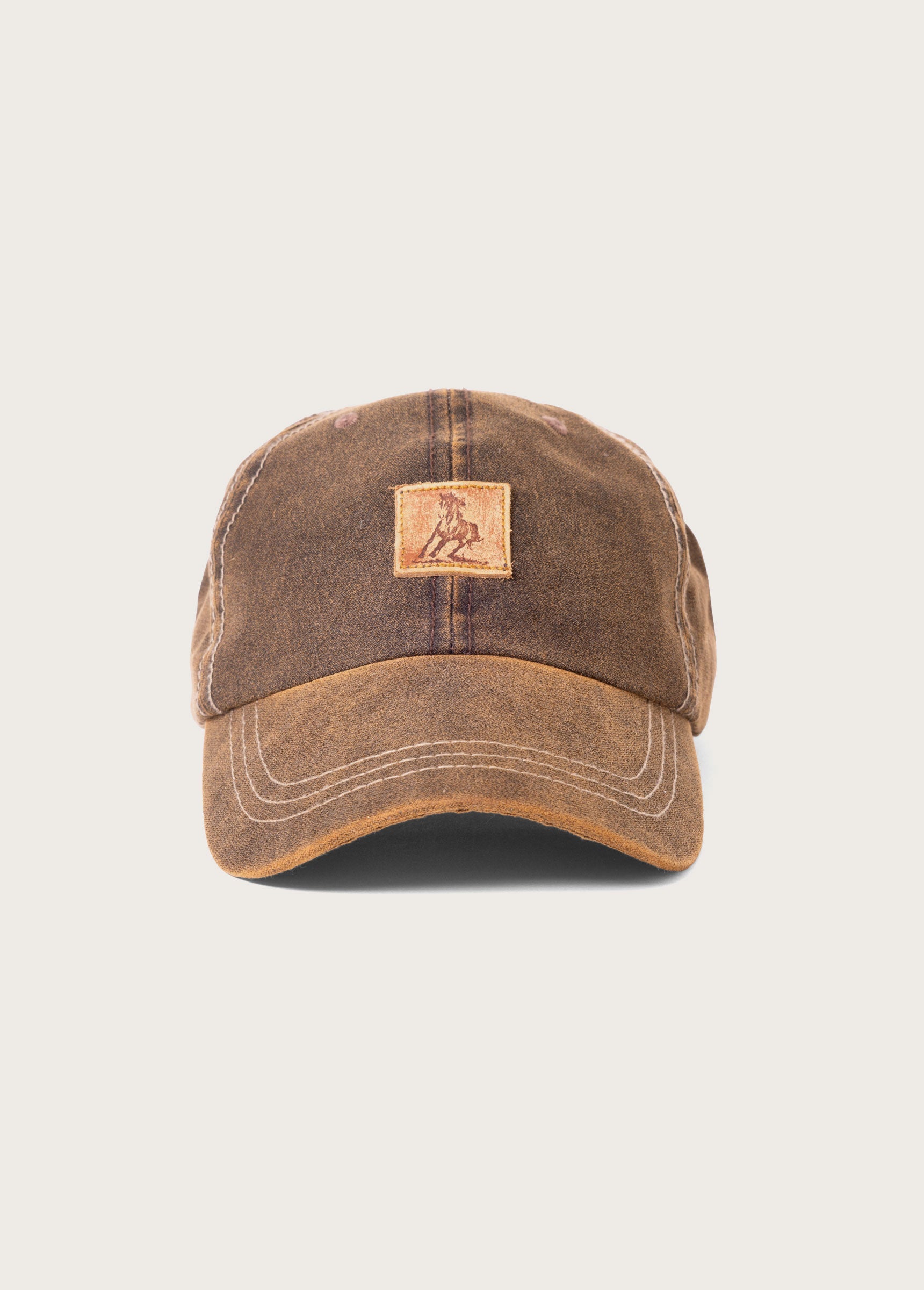 RUNNING HORSE LEATHER PATCH HAT - BROWN