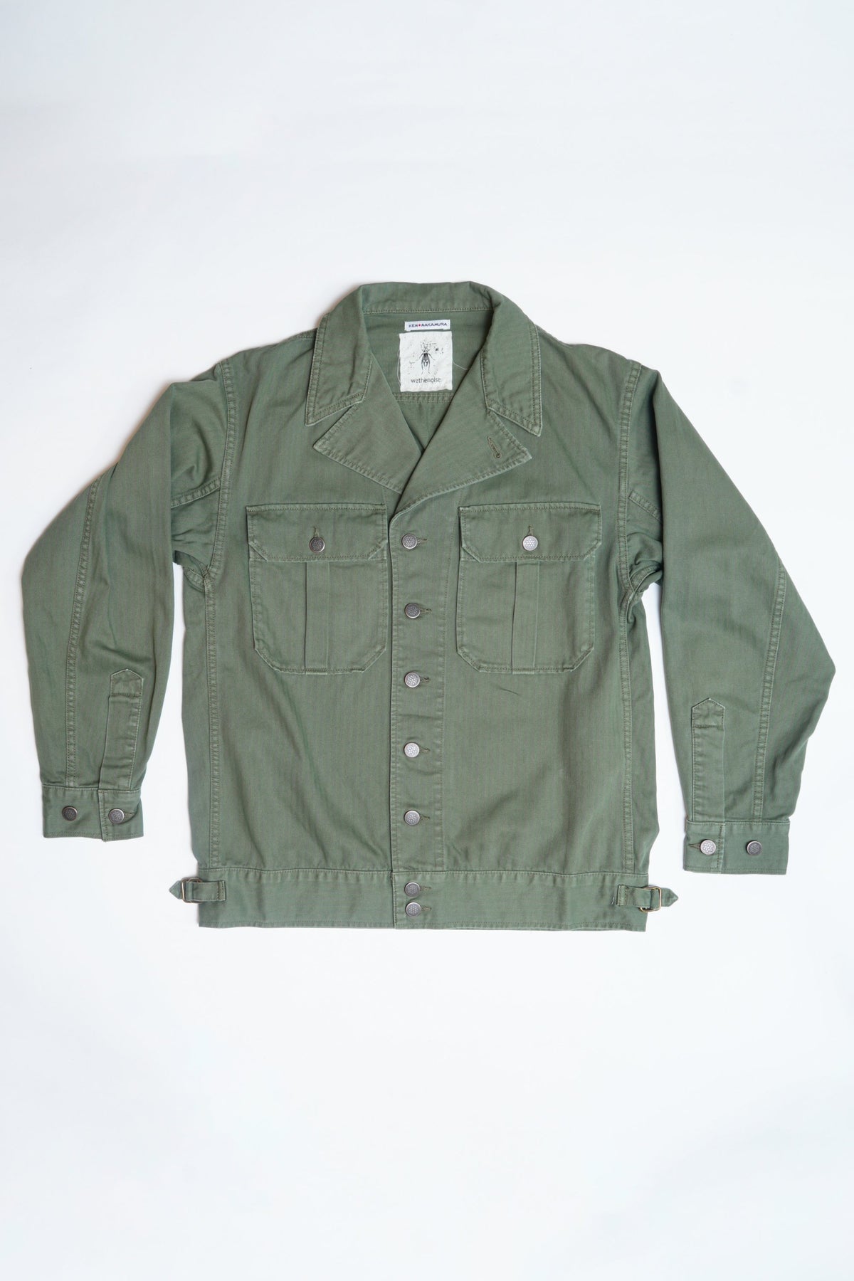 COTTON HBT WW2 US 1ST PATTERN JACKET WITH STENCIL - GREEN