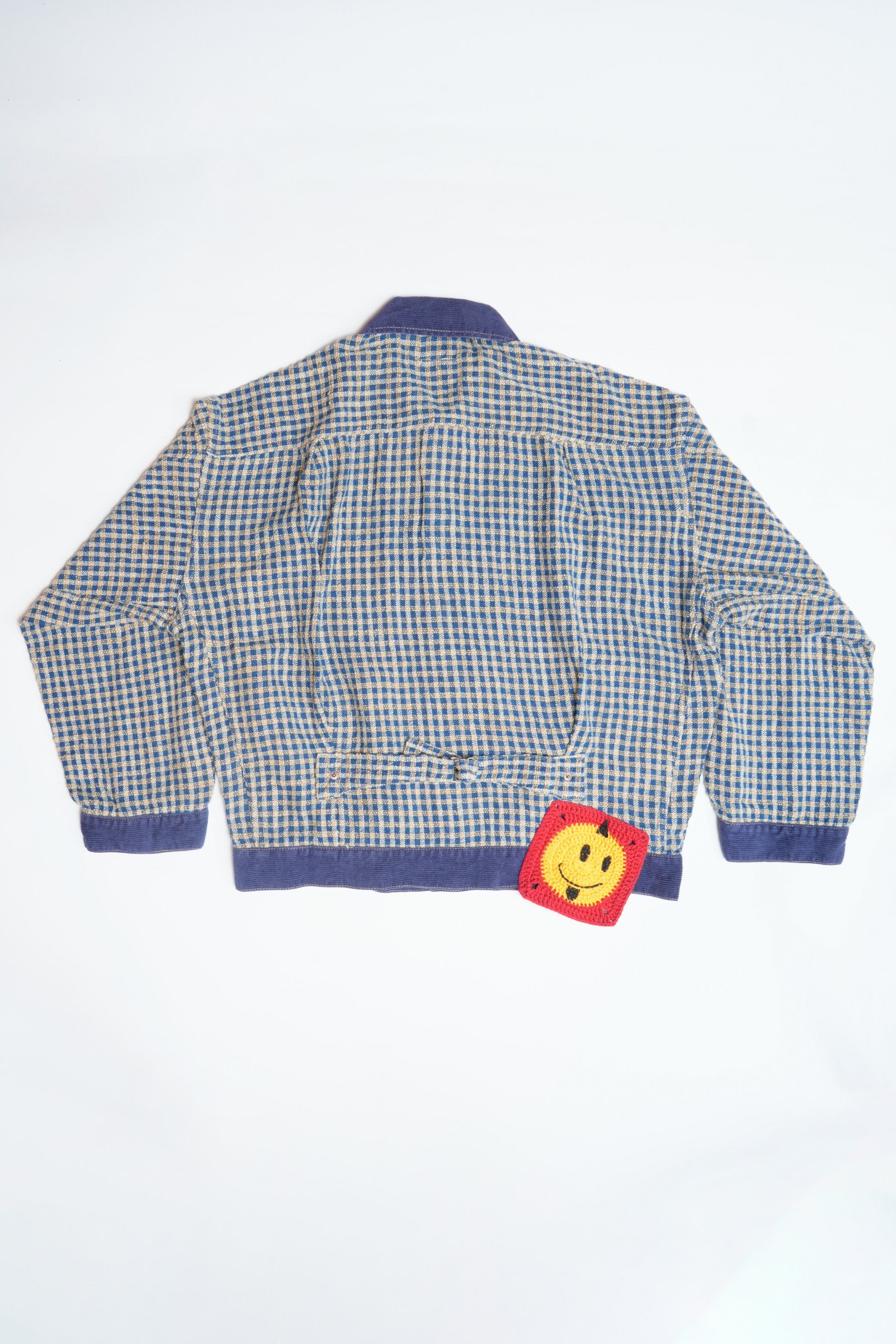 OTOP HAND WOVEN NATURAL INDIGO X BROWN COTTON TYPE1 OVERSIZED JACKET - INDIGO