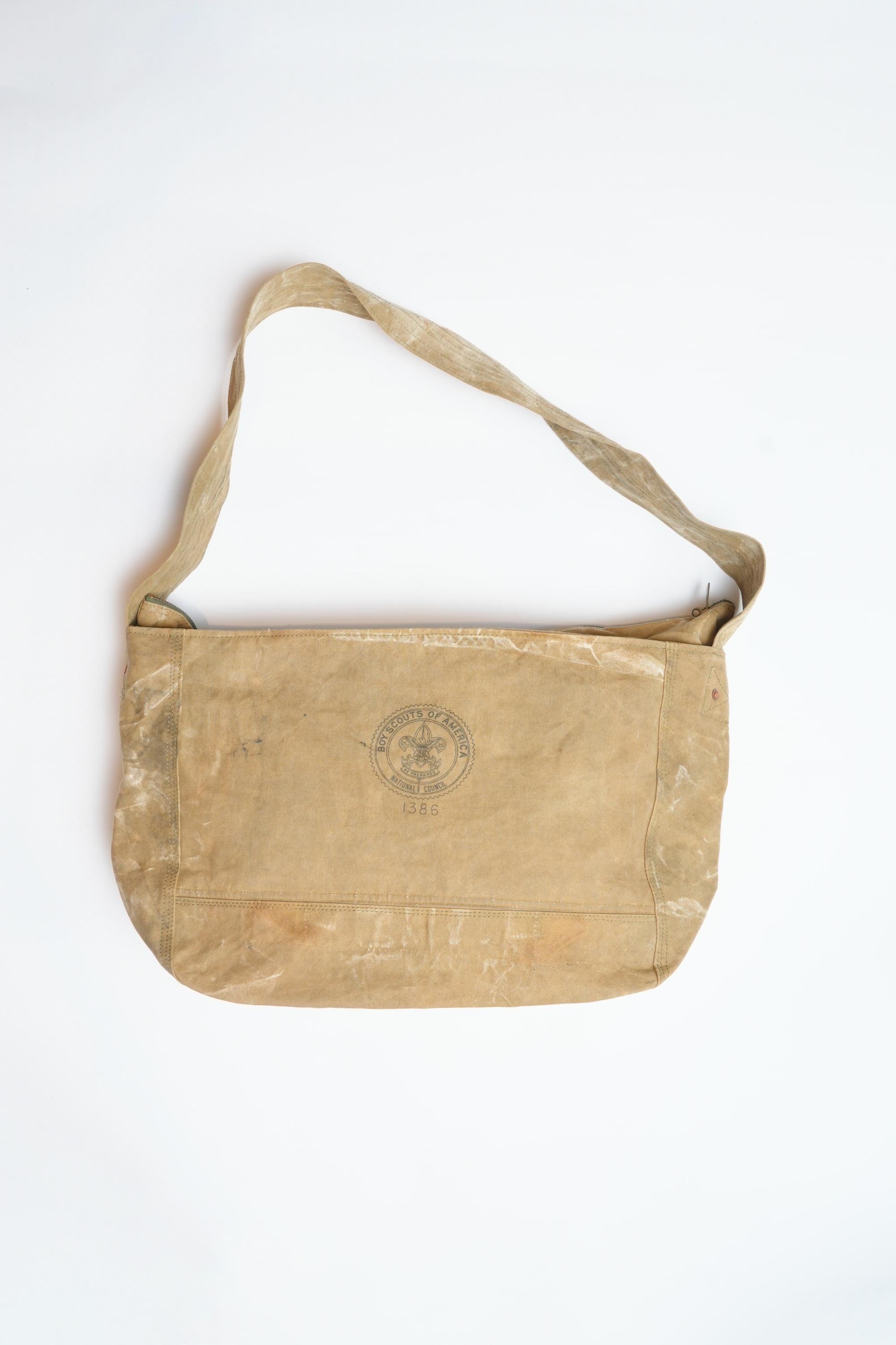 US BOY SCOUNTS 1940S DUFFLE BAG REMAKE NEWSPAPER BAG - VINTAGE