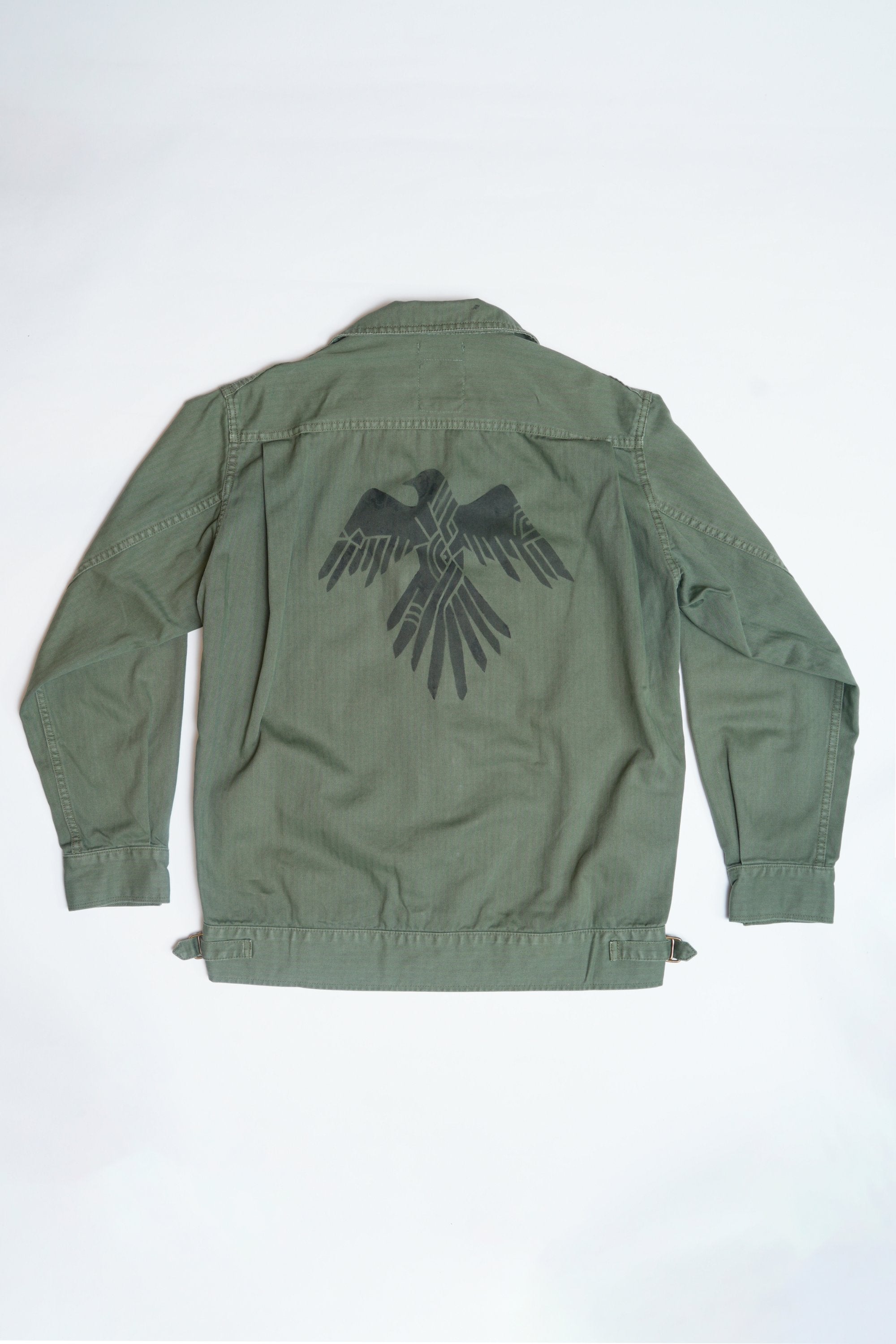 COTTON HBT WW2 US 1ST PATTERN JACKET WITH STENCIL - GREEN