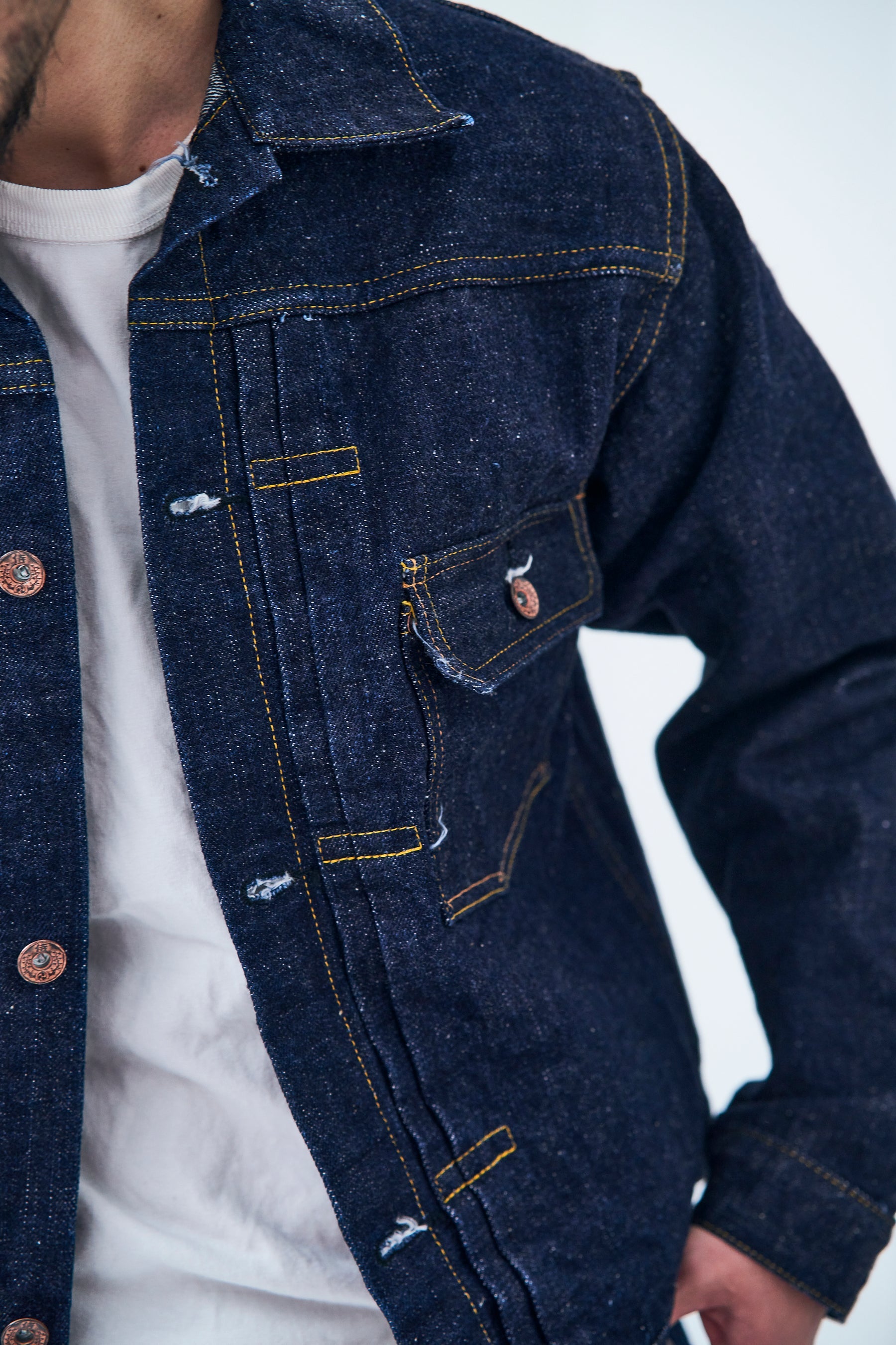S556VX ZERO+ MODEL DENIM JACKET WITH T-BACK SPEC - INDIGO