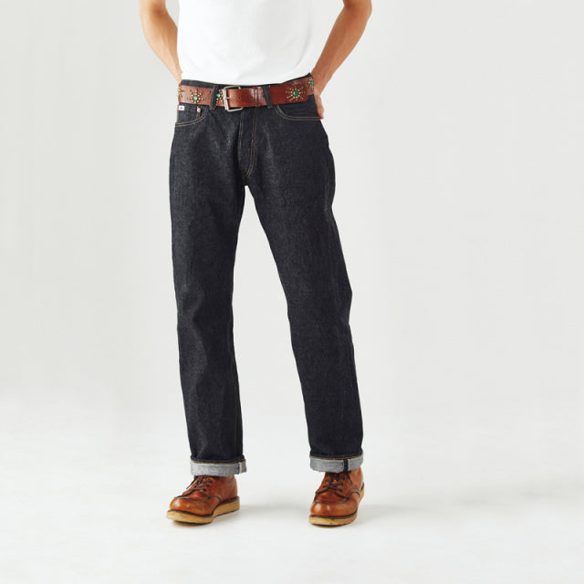 SD-102-CB 15oz loose straight pants with cinch back - INDIGO