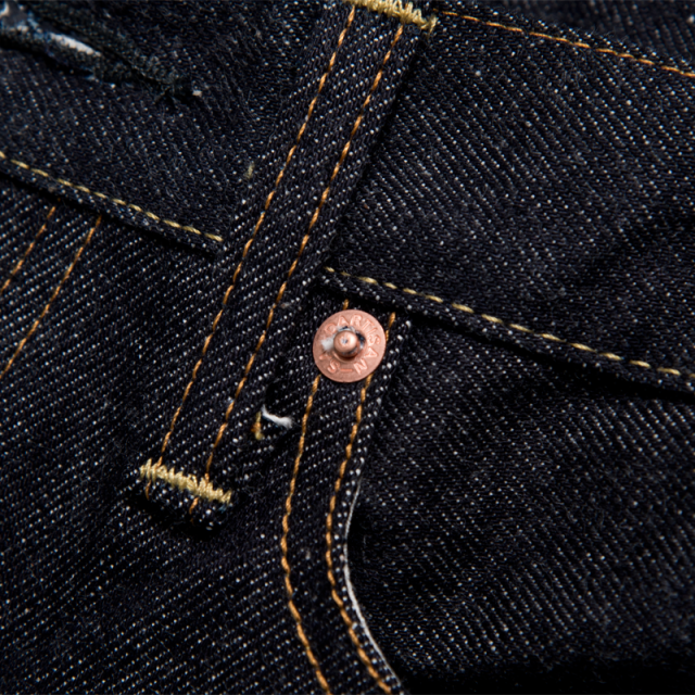 SD-102-CB 15oz loose straight pants with cinch back - INDIGO