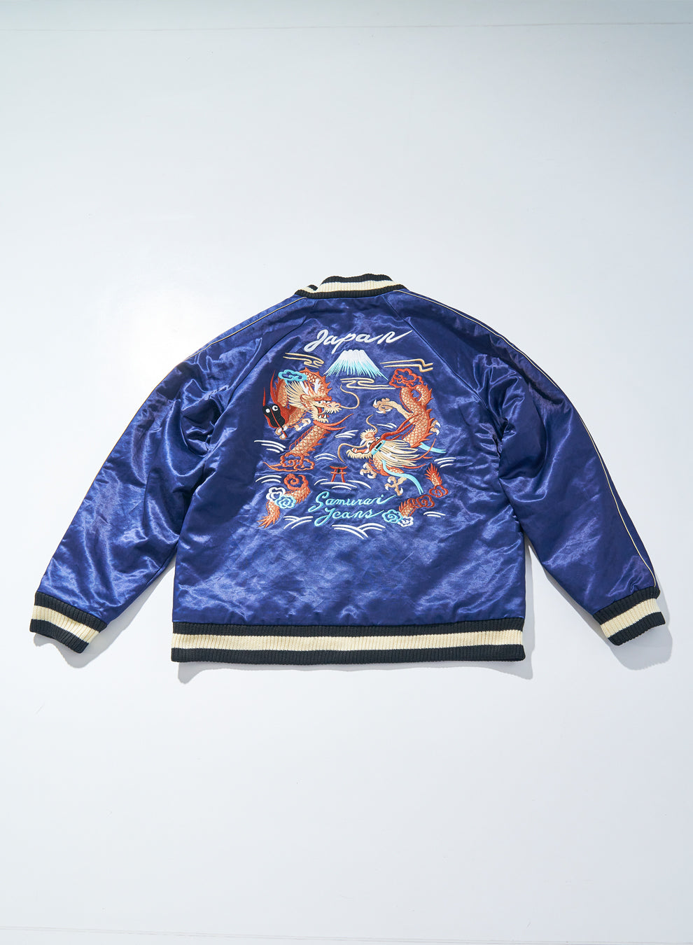 SJSKJ24 SUKAJAN EMBROIDERED SATIN SOUVENIR JACKET - INDIGO
