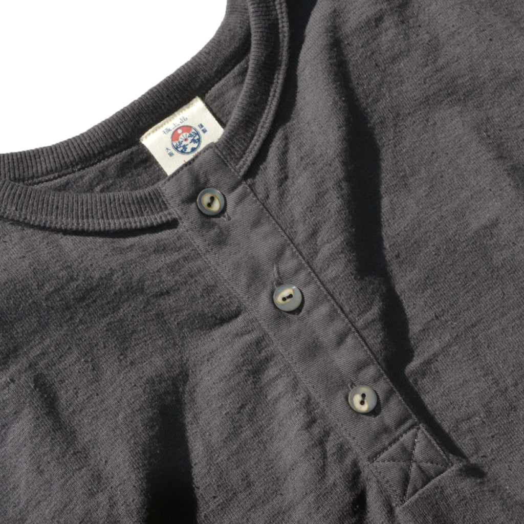 SJST-SC02 (Japanese Cotton Made Henley T-Shirt) - KURO MAME