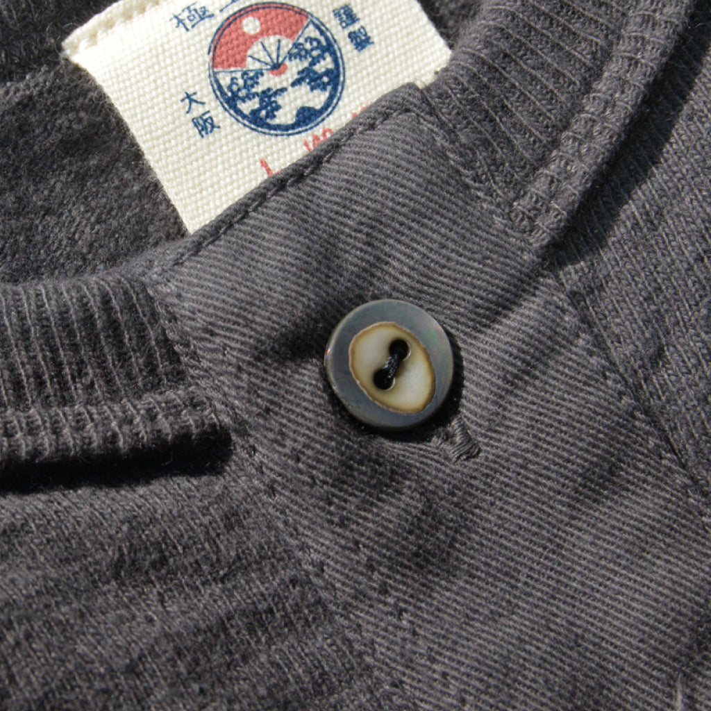 SJST-SC02 (Japanese Cotton Made Henley T-Shirt) - KURO MAME