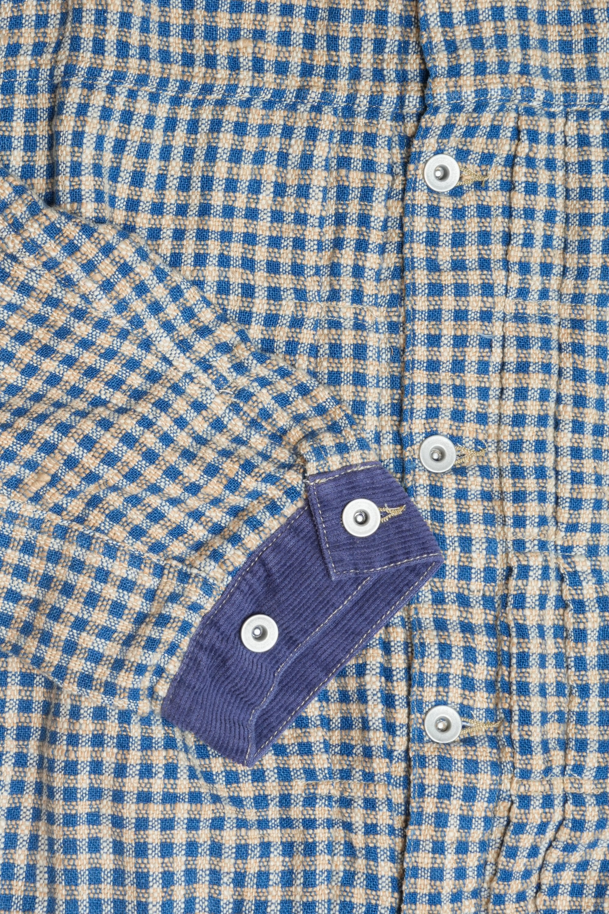 OTOP HAND WOVEN NATURAL INDIGO X BROWN COTTON TYPE1 OVERSIZED JACKET - INDIGO