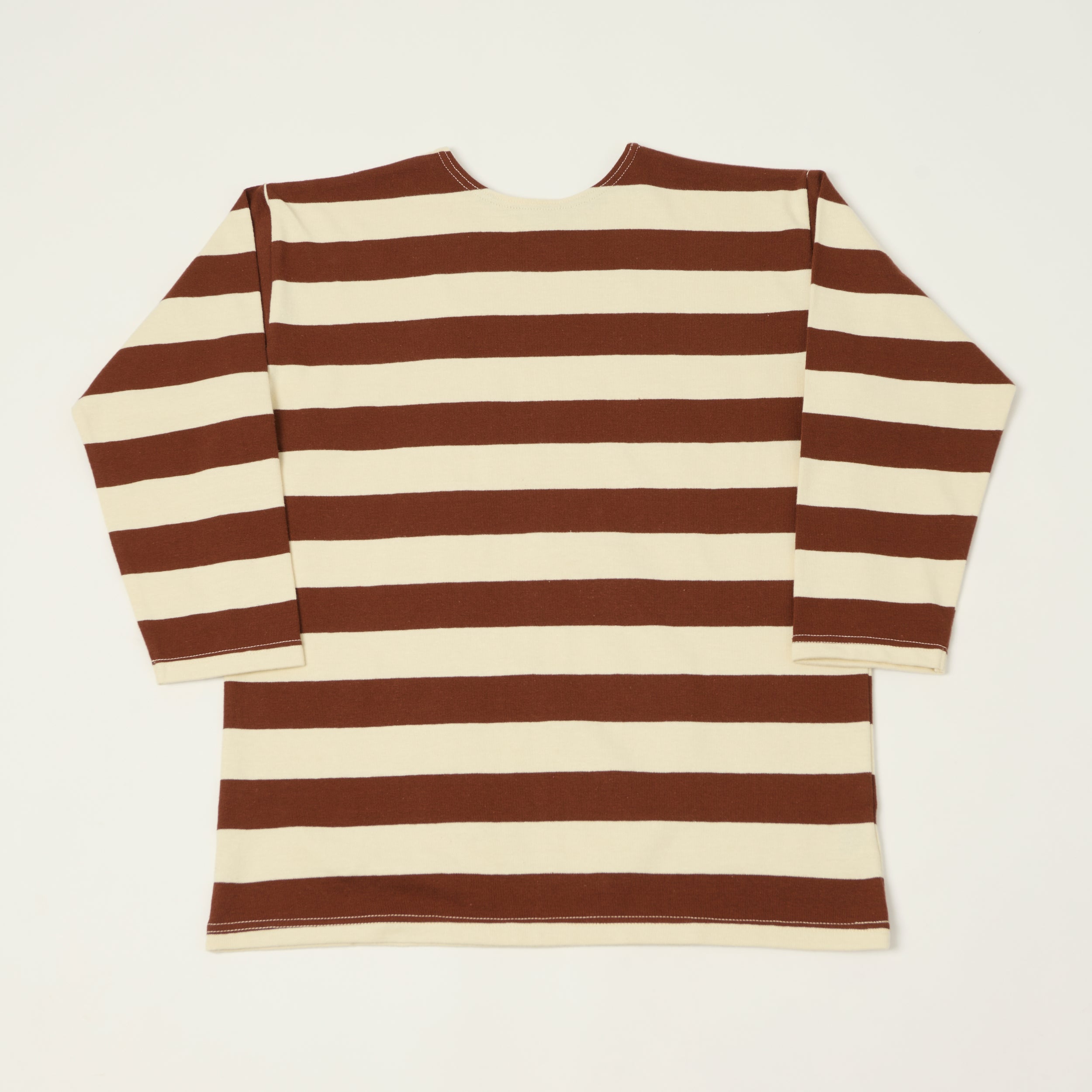 4051 7/8 SLEEVE 2-INCH BORDER TEE - BROWN/NATURAL