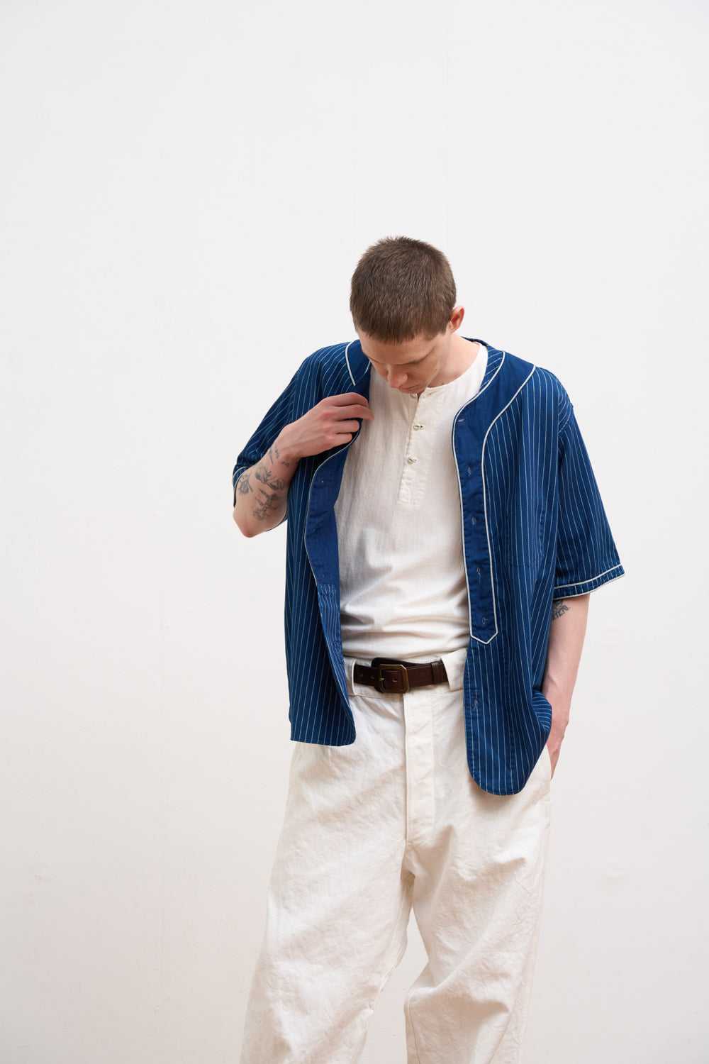 BASEBALL SH S/S - COTTON WABASH - INDIGO
