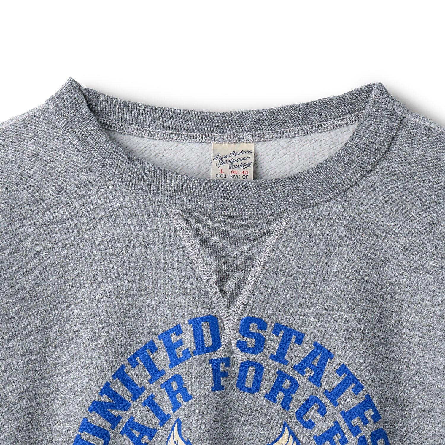 BR69630 SET-IN CREW NECK SWEAT SHIRT U.S.A.F SELFRIDGE FIELD - H.GRAY