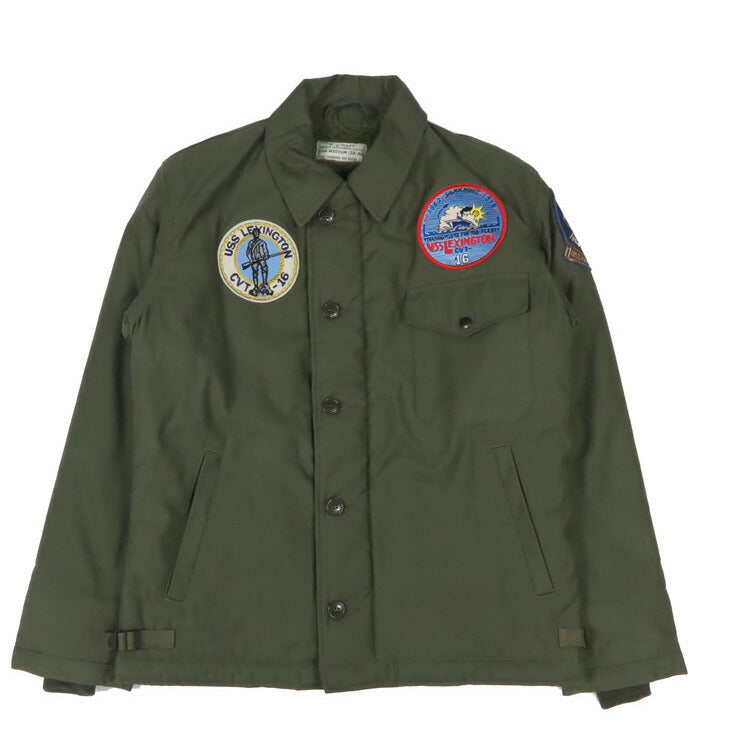 BR15805 A-2 Deck Jacket with US Navy Patches, CVT-16 USS LEXINGTON - OLIVE