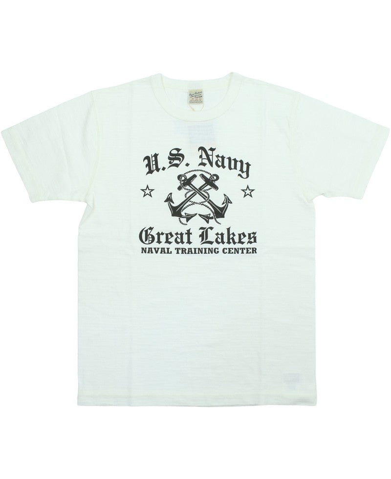 BR79727 SLUB YARN T-SHIRT - U.S. NAVY GREAT LAKES - WHITE