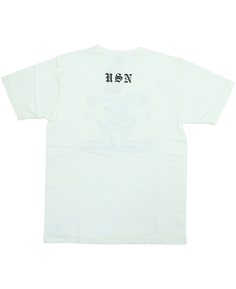 BR79727 SLUB YARN T-SHIRT - U.S. NAVY GREAT LAKES - WHITE