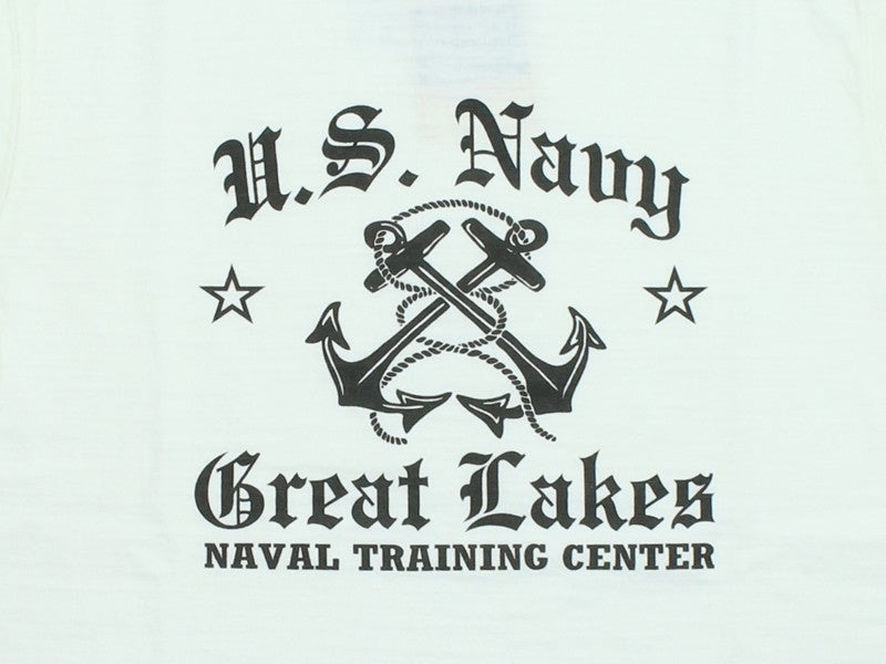 BR79727 SLUB YARN T-SHIRT - U.S. NAVY GREAT LAKES - WHITE