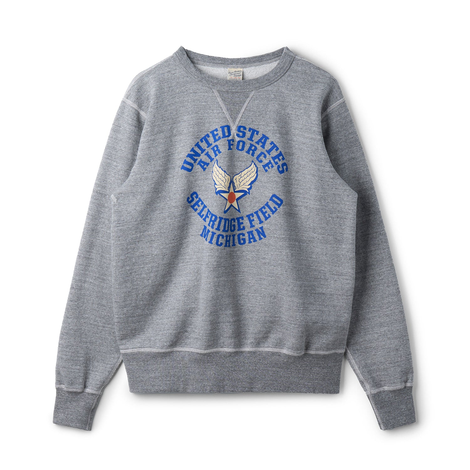 BR69630 SET-IN CREW NECK SWEAT SHIRT U.S.A.F SELFRIDGE FIELD - H.GRAY