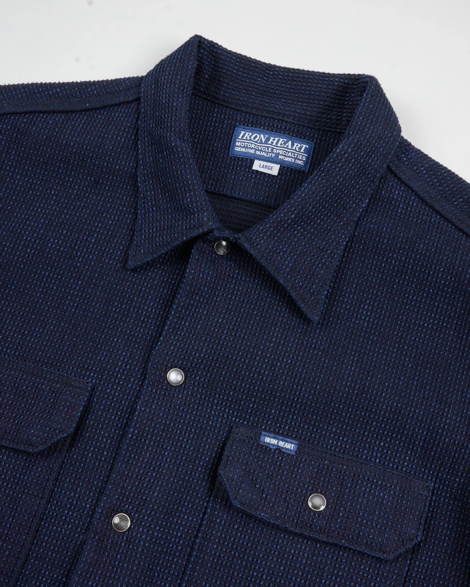IHSH-445-IND 10OZ DOBBY CLOTH SHORT SLEEVE MECHANIC SHIRT - INDIGO