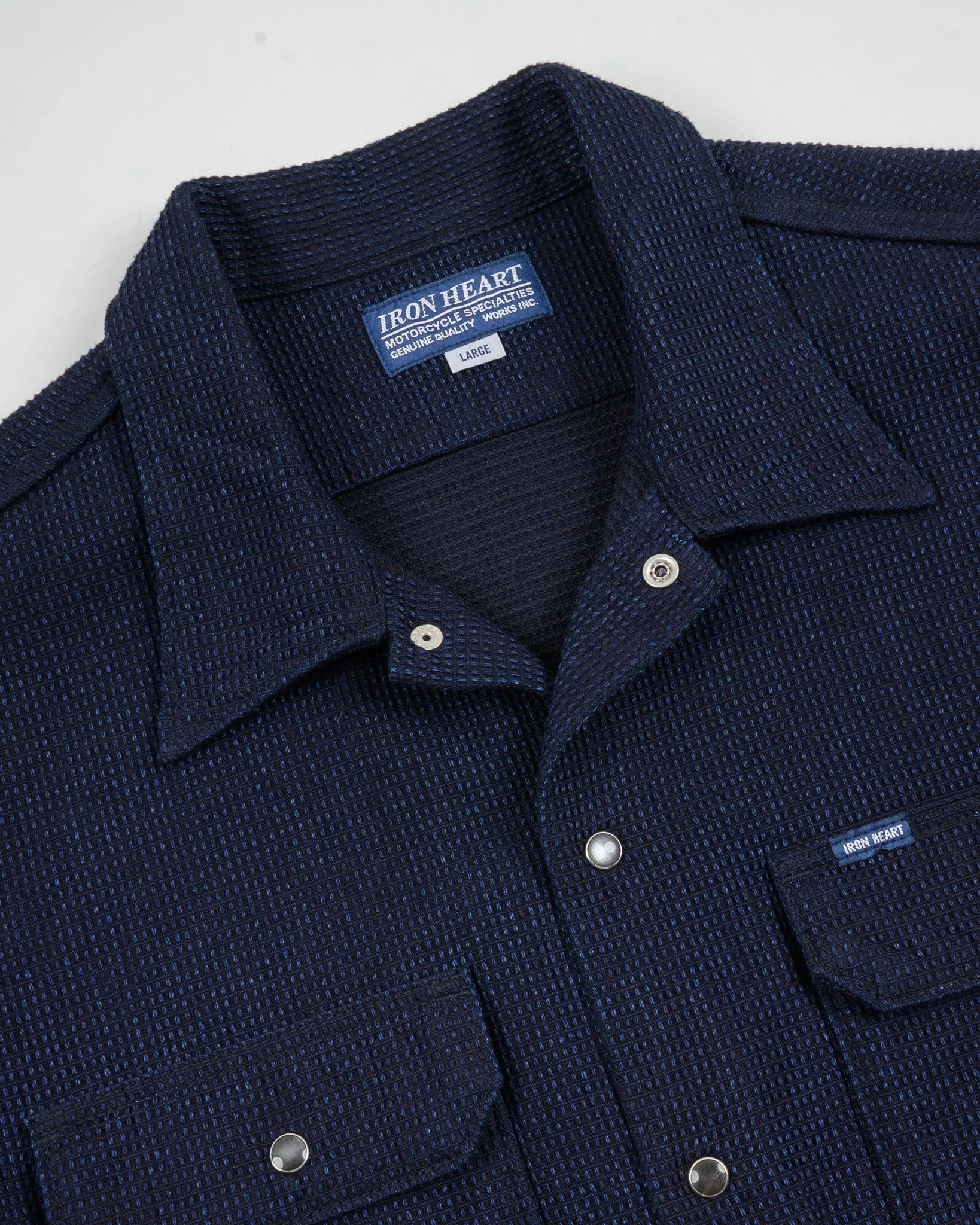 IHSH-445-IND 10OZ DOBBY CLOTH SHORT SLEEVE MECHANIC SHIRT - INDIGO