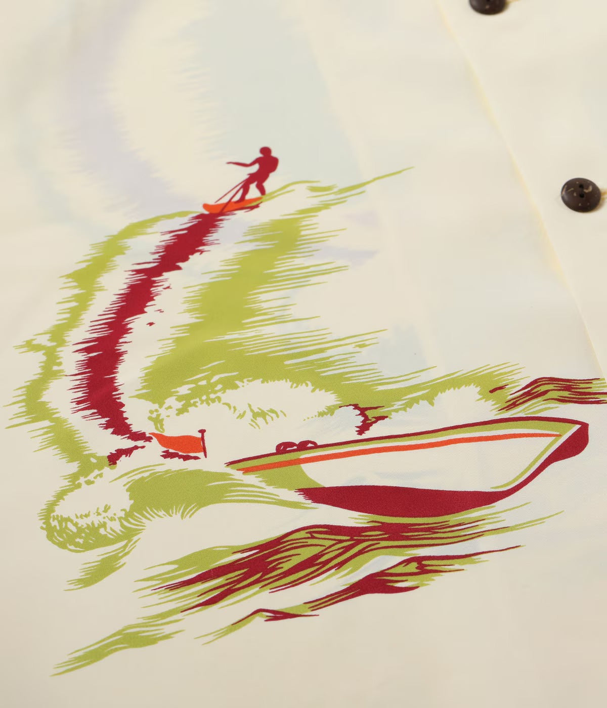 SS39630 RAYON HAWAIIAN SHIRT “WATER SKIING” - YELLOW