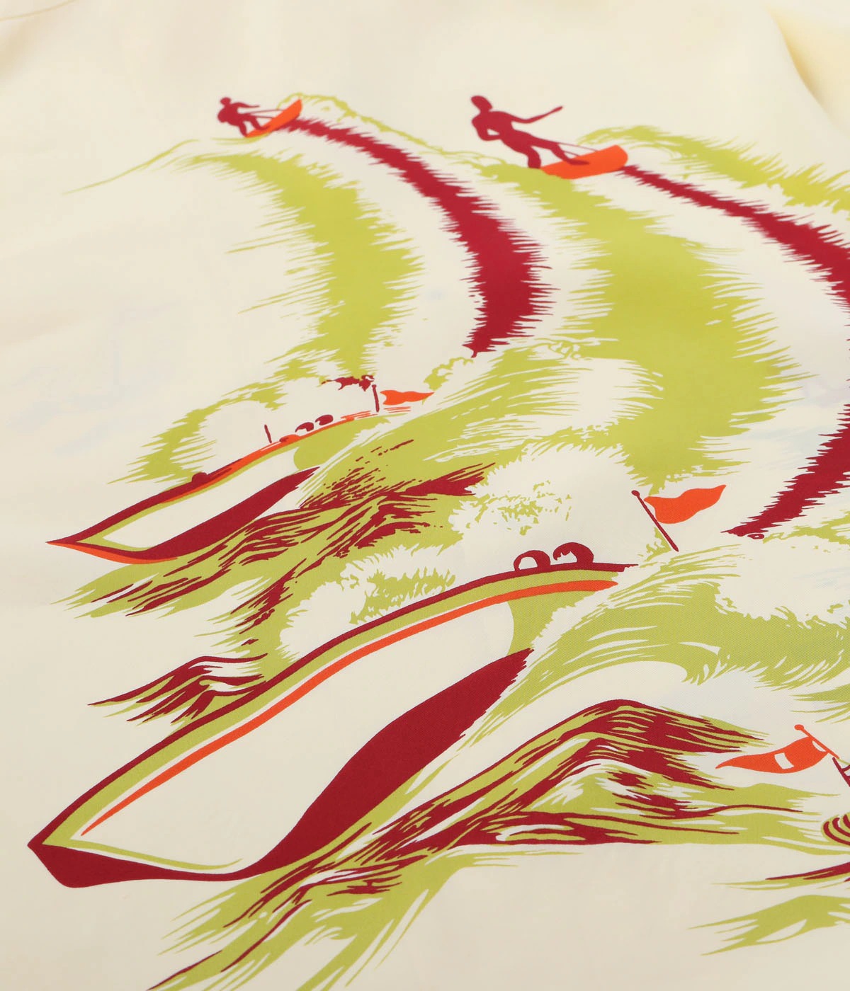 SS39630 RAYON HAWAIIAN SHIRT “WATER SKIING” - YELLOW