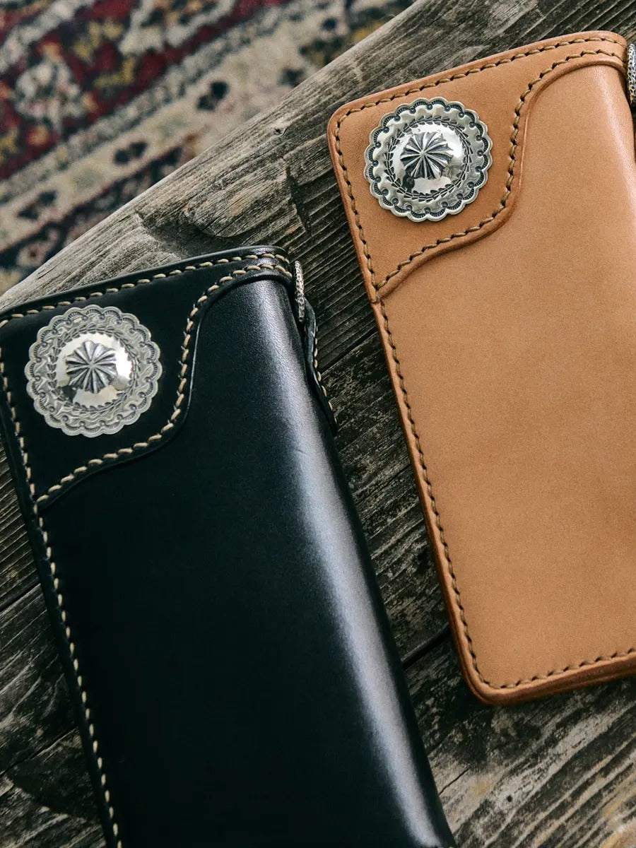 FN-WLN1-4SC HARNESS LEATHER LONG WALLET / CONCHO - TAN