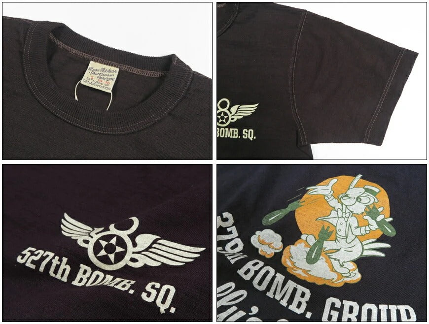 BR79731 Slub Yarn T Shirt 527th SQDN - BLACK