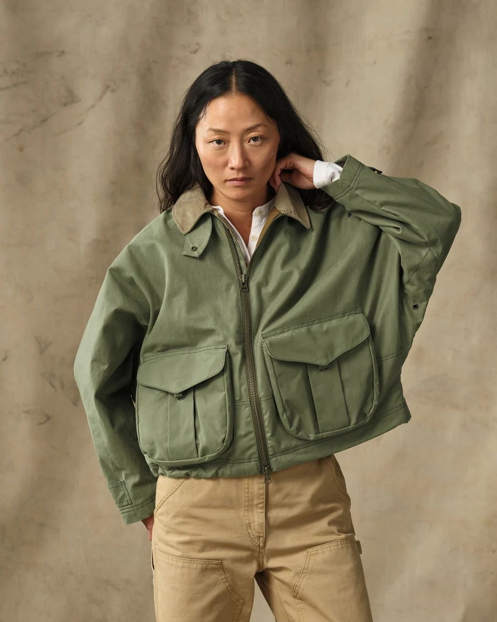 Women's Shelter Cloth Short Work Jacket - SAGE OLIVE