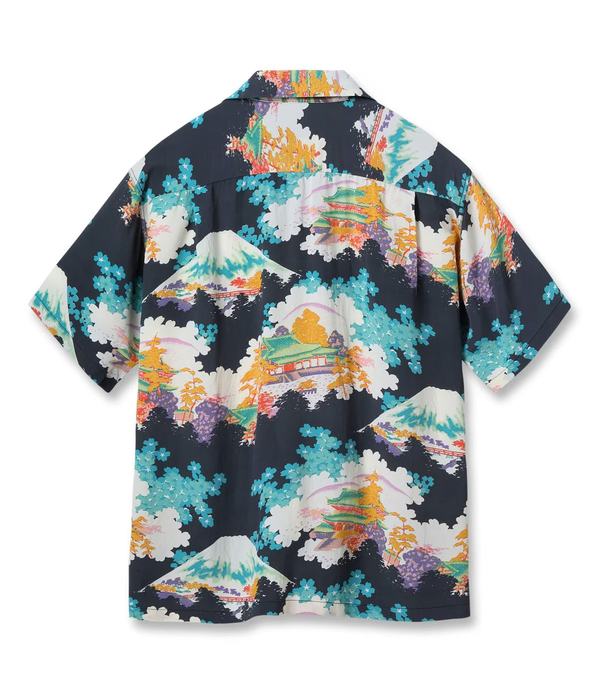 SS39618 RAYON HAWAIIAN SHIRT “ANCIENT CAPITAL” - BLACK