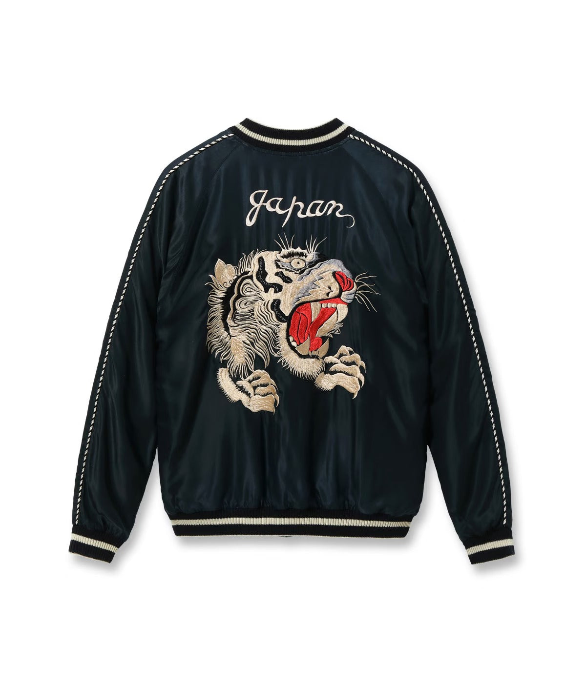 TT15878-119 Mid 1950s Style Acetate Souvenir Jacket “TIGER HEAD” X“CHEVY LOVER” (AGING MODEL) - BLACK/GREEN