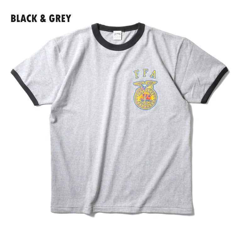 22452 PRINT RINGER TEE (FFA) - BLACK/GREY
