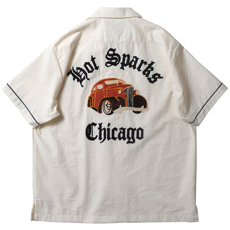 41321 BROAD BOWLING SHIRT (HOT SPARKS) - OFF WIHTE