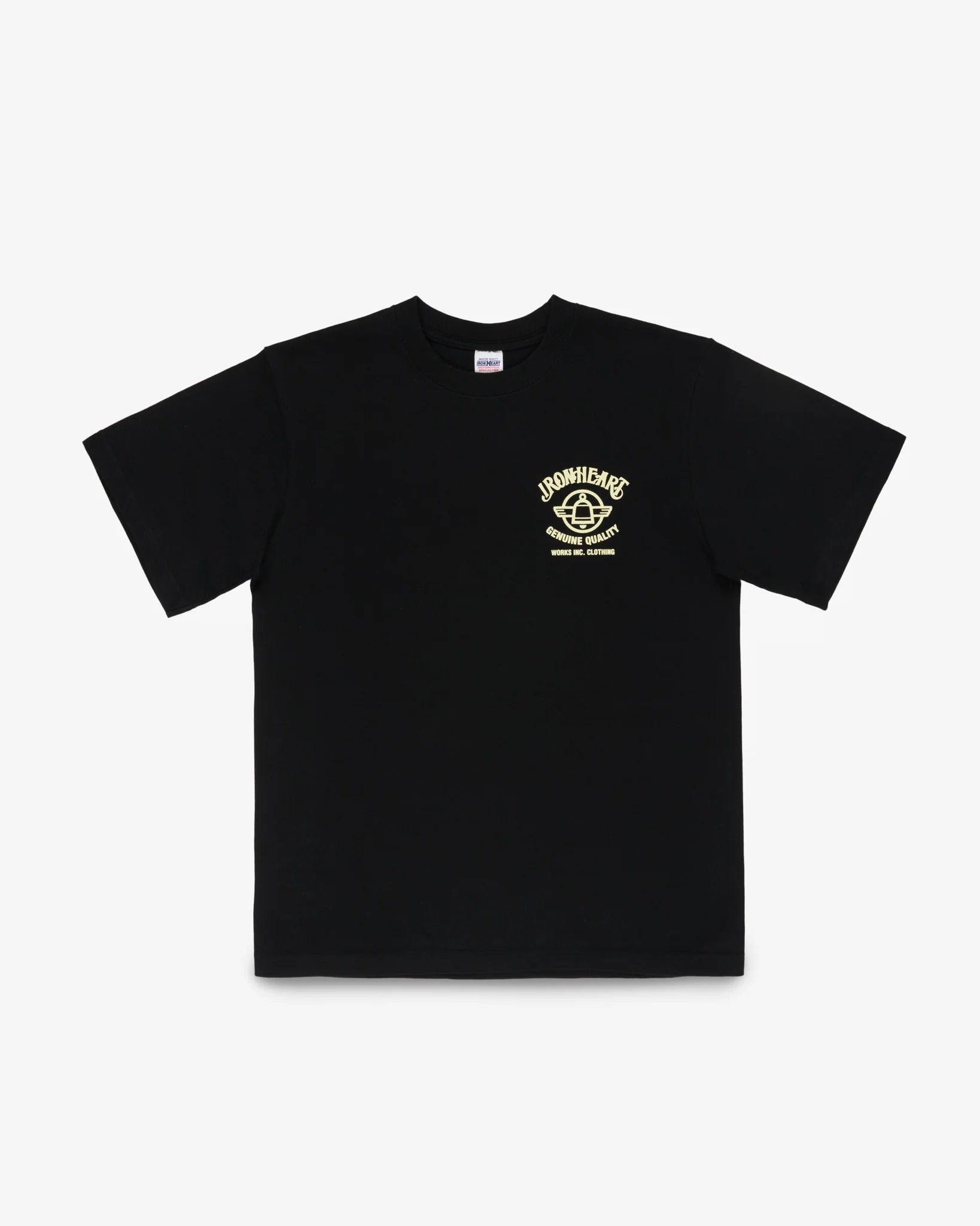 IHT-2603-BLK 7.5OZ PRINTED LOOPWHEEL CREW NECK T-SHIRT - BLACK