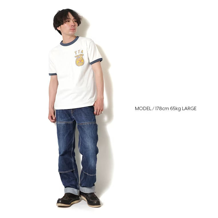 22452 PRINT RINGER TEE (FFA) - NAVY/WHITE