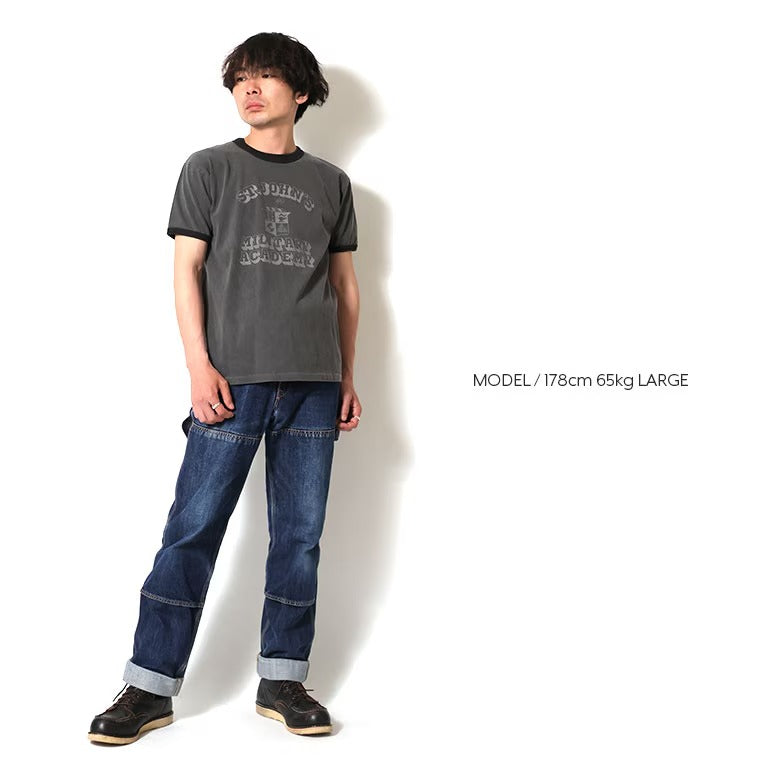 22412 PIGMENT PRINT RINGER TEE (MILITARY ACADEMY) - BLACK