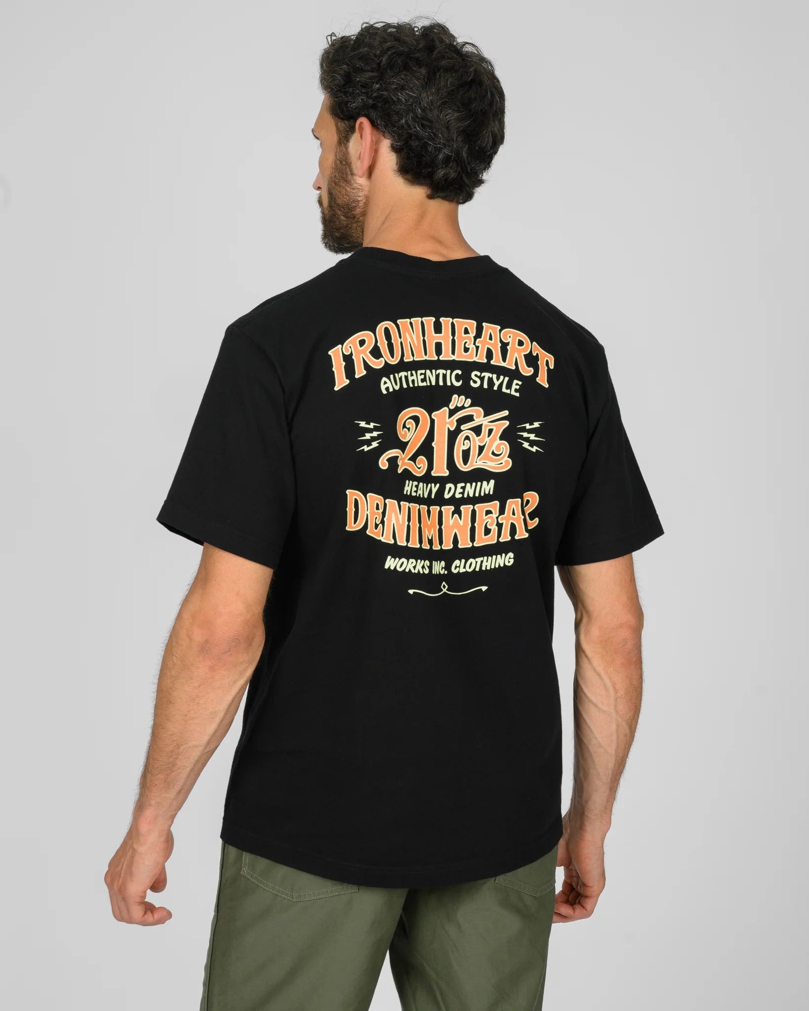 IHT-2603-BLK 7.5OZ PRINTED LOOPWHEEL CREW NECK T-SHIRT - BLACK