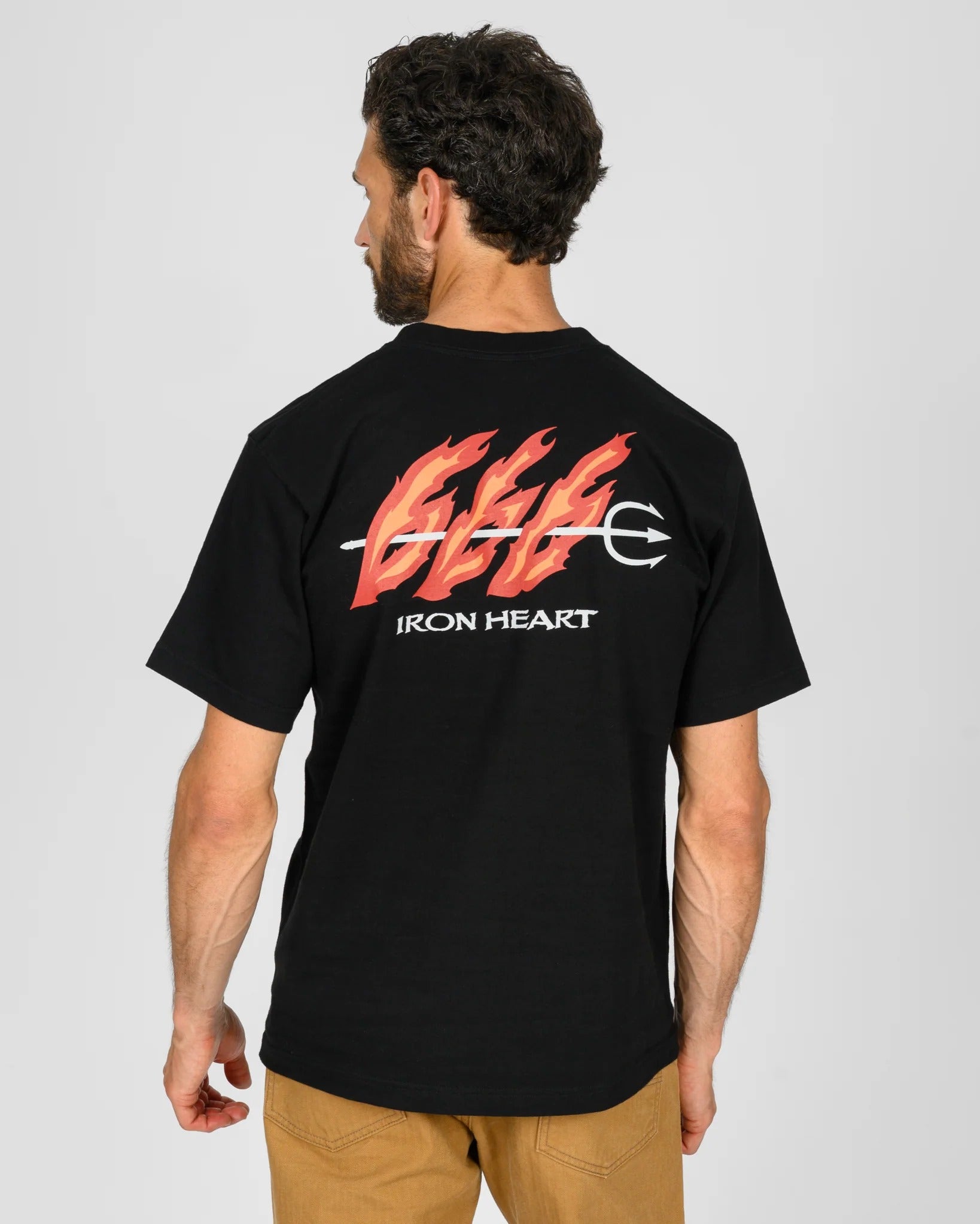 IHT-666-BLK 7.5OZ PRINTED LOOPWHEEL CREW NECK T-SHIRT - BLACK