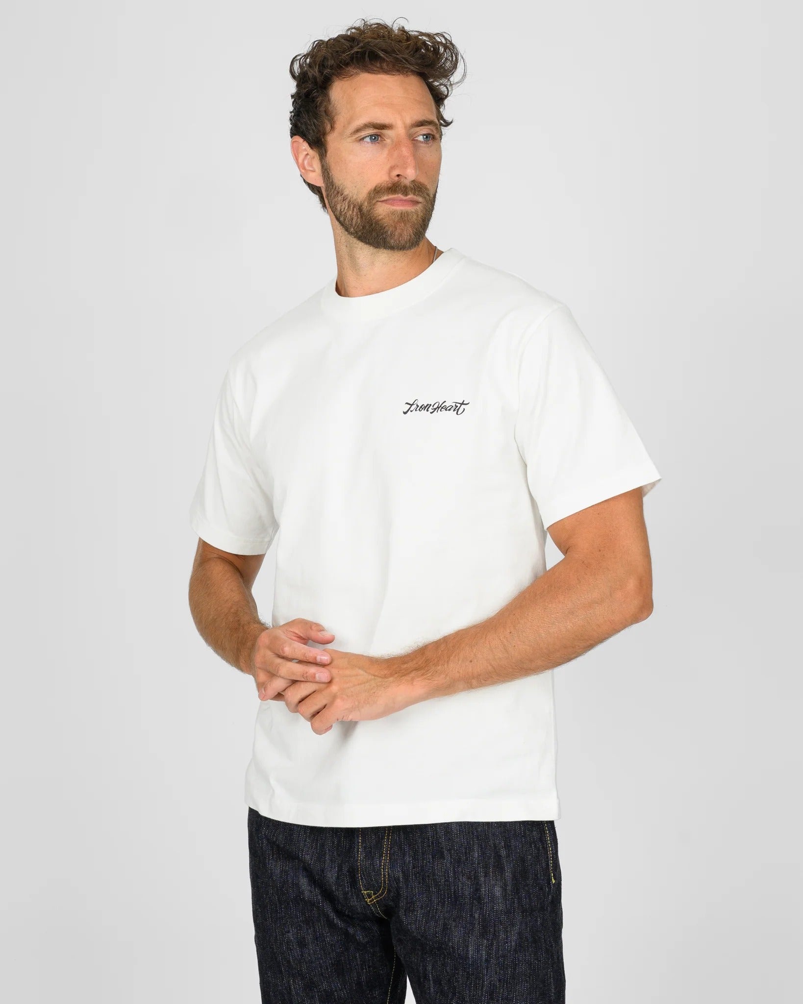 IHT-888-WHT 7.5oz Printed Loopwheel Crew Neck T-Shirt - WHITE