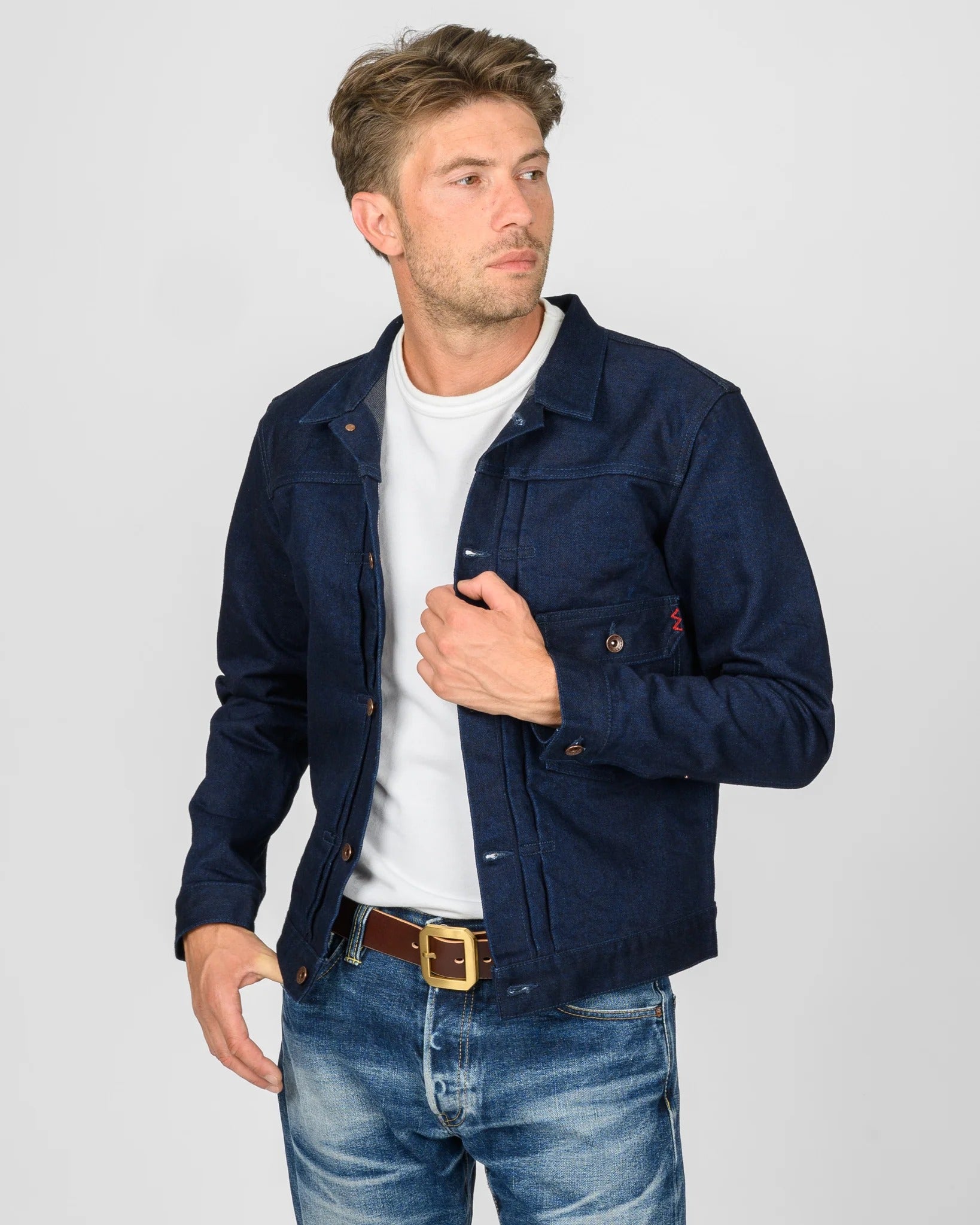 IHJ-140-IG 19oz Selvedge Denim Type I Jacket - INDIGO/GREY