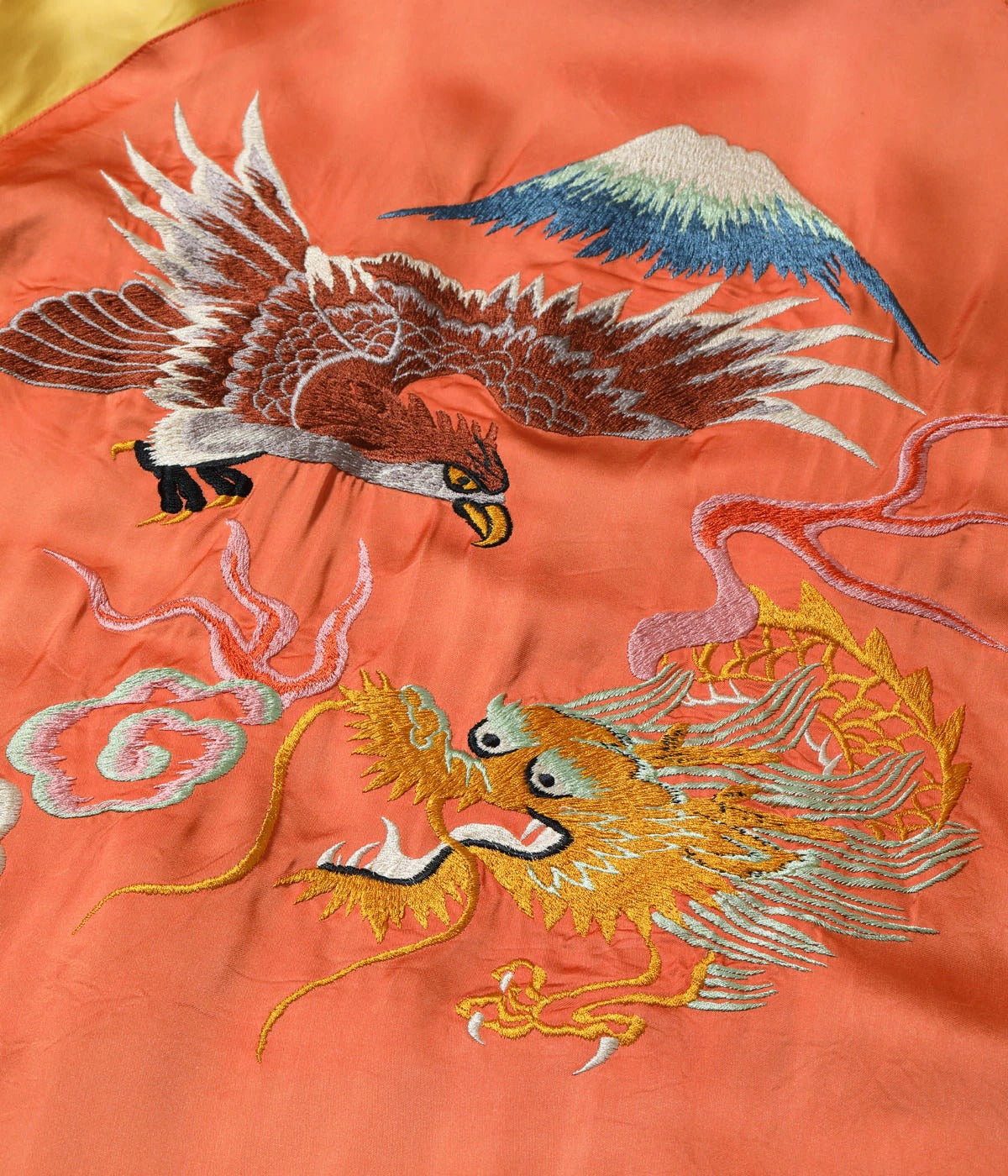 TT15911-159 Late 1940s Style Acetate Souvenir Jacket KOSHO & CO. Special Edition “EAGLE & DRAGON” × “JAPAN MAP” - ORANGE/NAVY