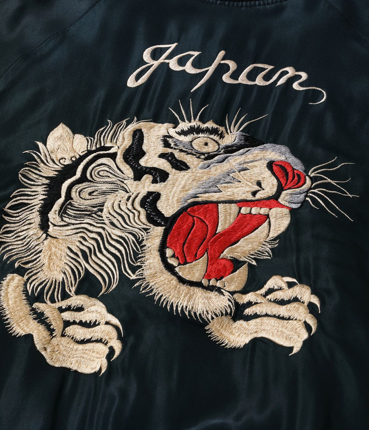 TT15878-119 Mid 1950s Style Acetate Souvenir Jacket “TIGER HEAD” X“CHEVY LOVER” (AGING MODEL) - BLACK/GREEN
