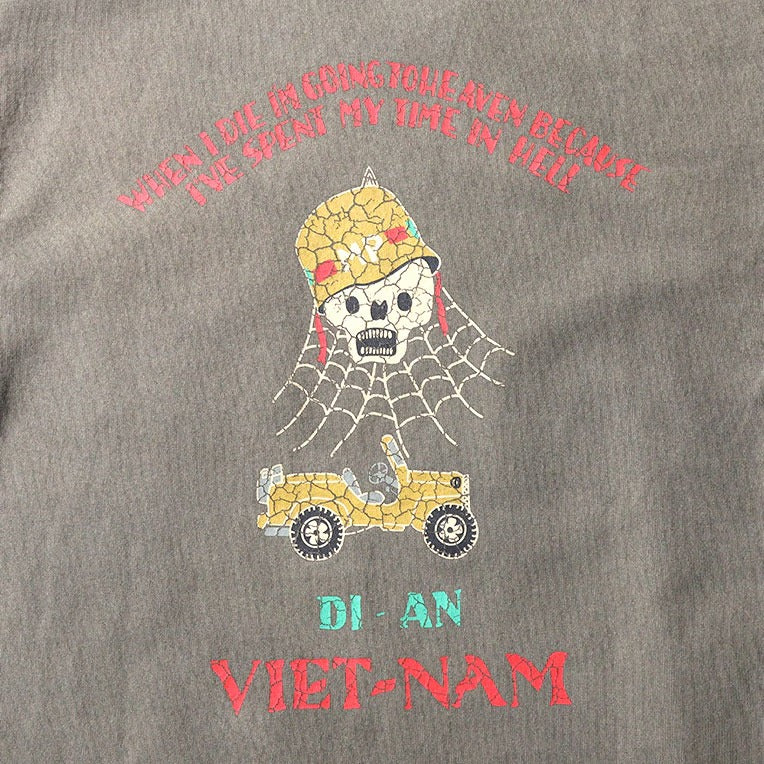 22396 PIGMENT US COTTON PRINT TEE (SKULL) - OLIVE DRAB