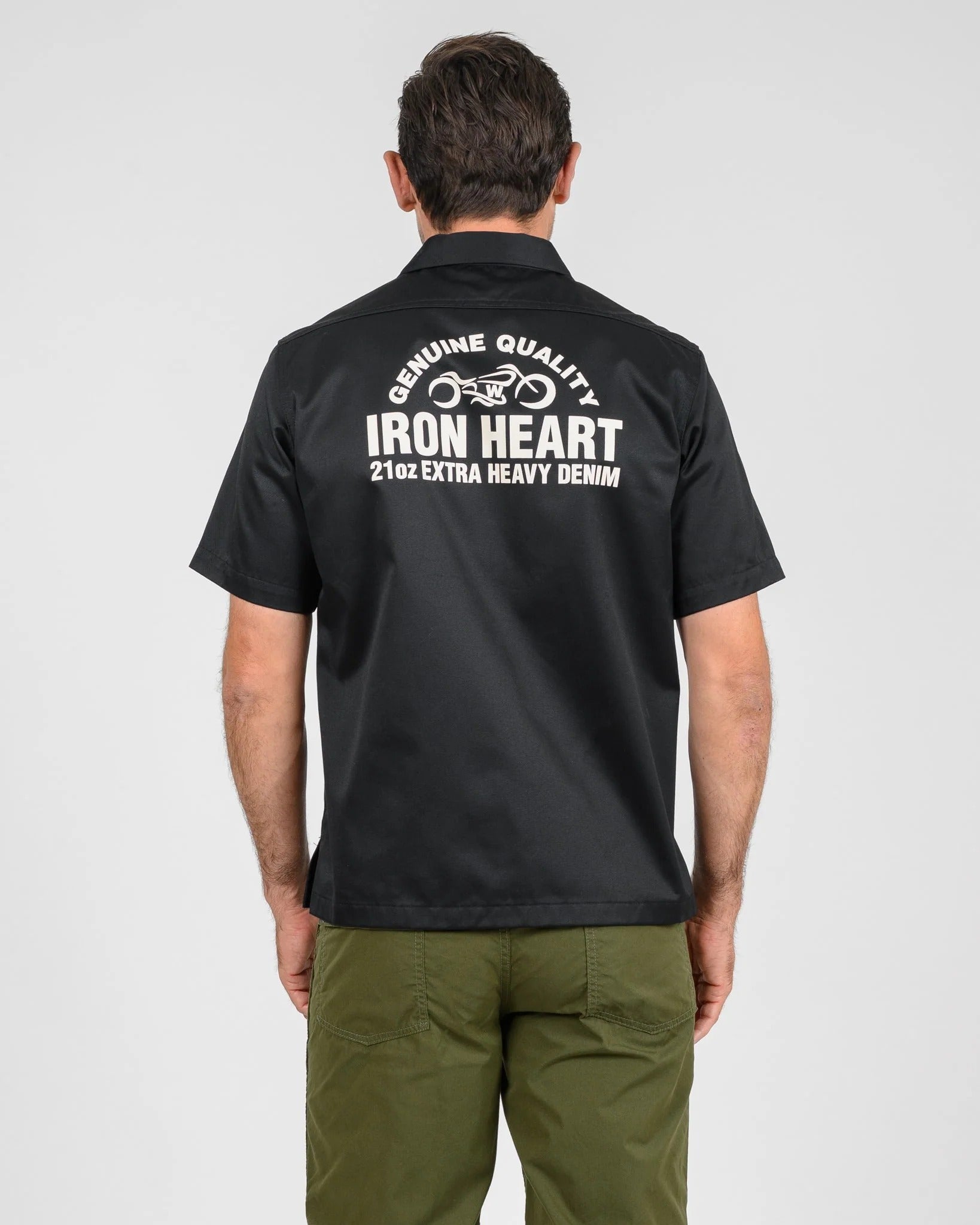 IHSH-446-BLK 9.6OZ T/C SHORT SLEEVED MECHANIC SHIRT - BLACK