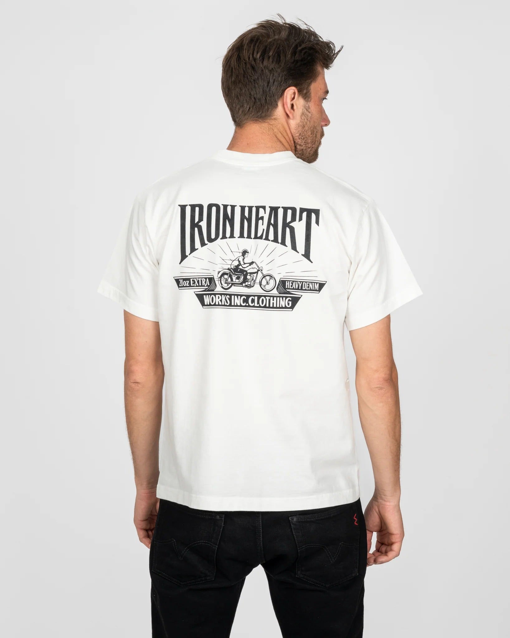 IHT-2601-WHT 7.5OZ PRINTED LOOPWHEEL CREW NECK T-SHIRT - WHITE