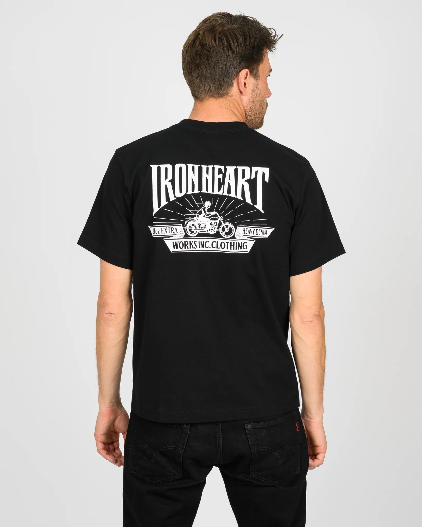 IHT-2601-BLK 7.5OZ PRINTED LOOPWHEEL CREW NECK T-SHIRT - BLACK
